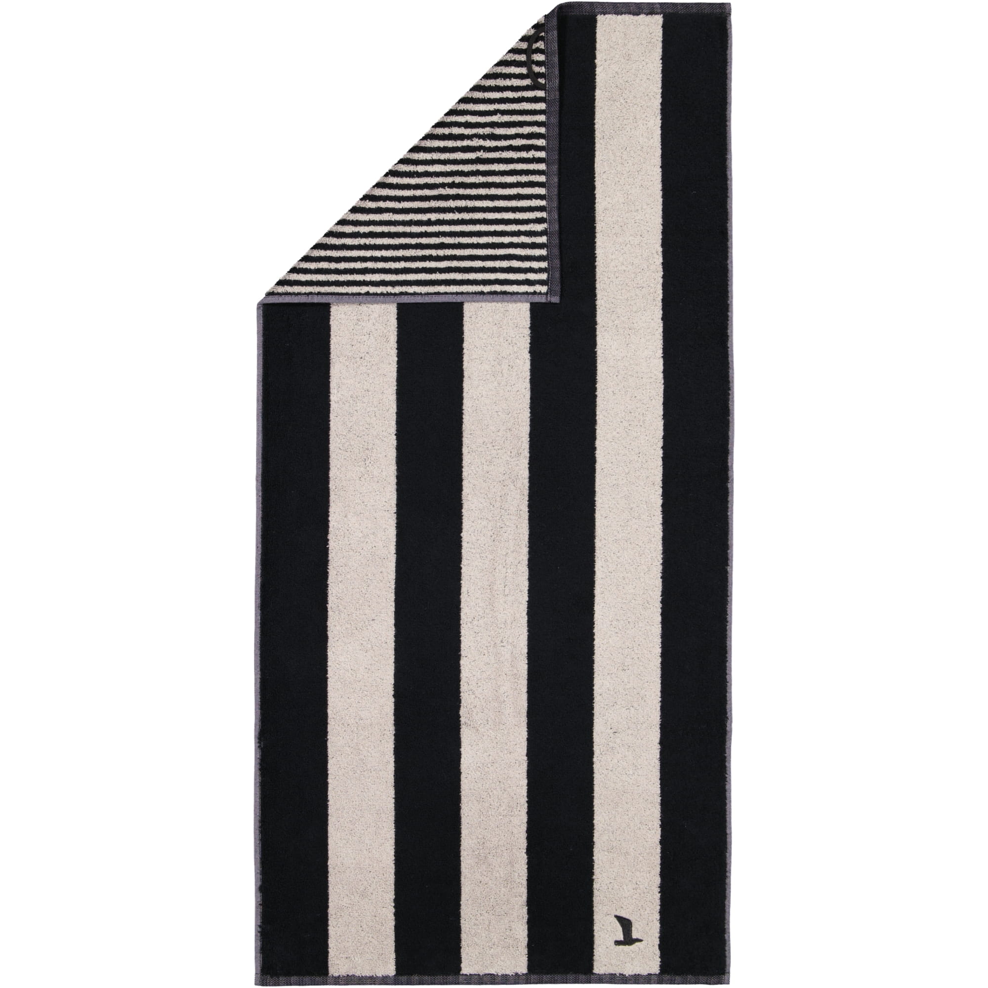 Möve Handtücher Superwuschel Blockstreifen black/cashmere - 082 - Handtuch 50x100 cm