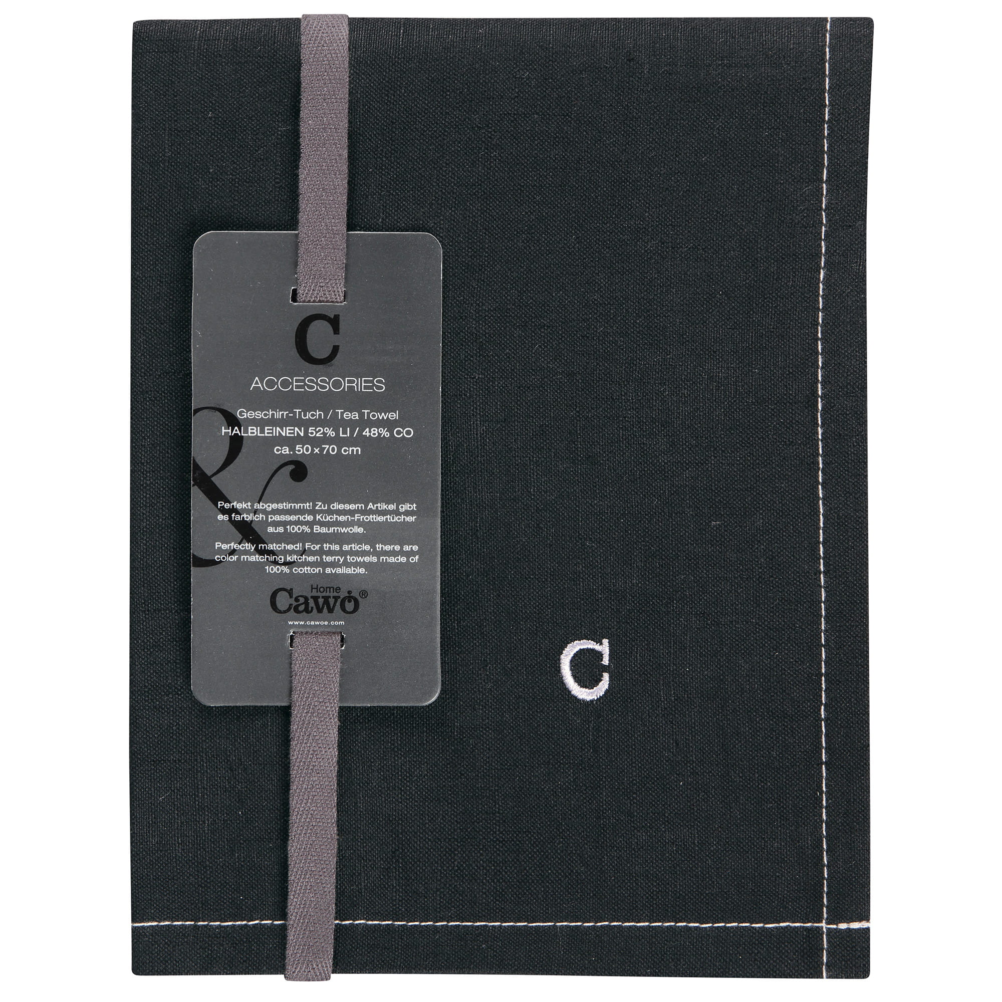 Cawö Cuisine Zoom Uni 124 - Geschirrtuch 50x70 cm - Farbe: schwarz - 906
