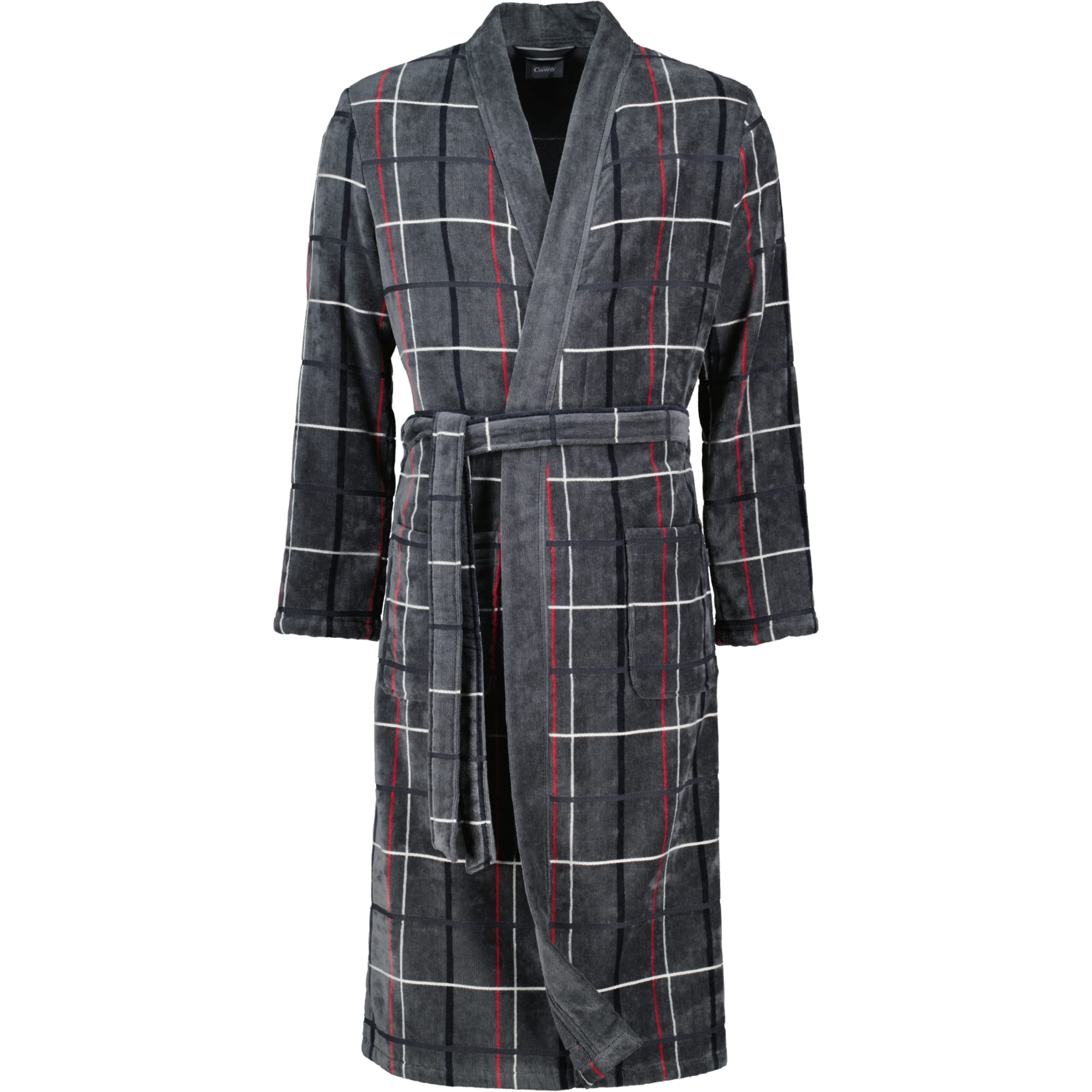 Cawö Bademäntel Herren Kimono Karo 4853 anthrazit-rot - 79