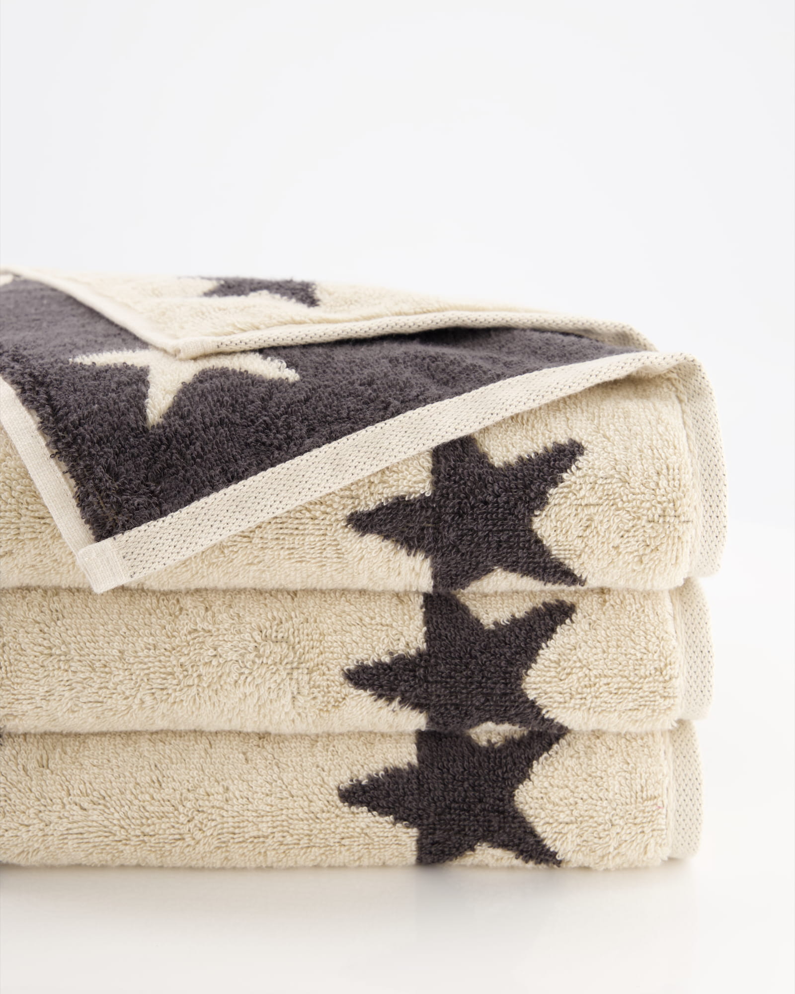 Cawö Handtücher NEW STARS Sterne groß 6260 beige/basalt - 37 - Handtuch 50x100 cm