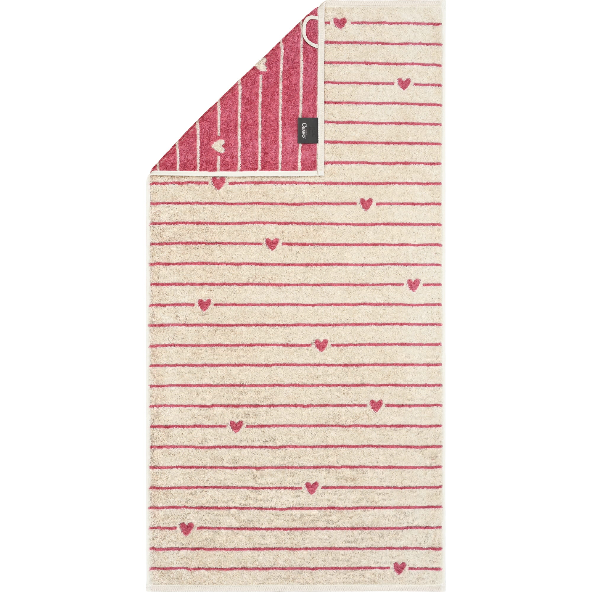 Cawö Handtücher Heart Beats Lines & Hearts 6276 beere - 32 - Handtuch 50x100 cm