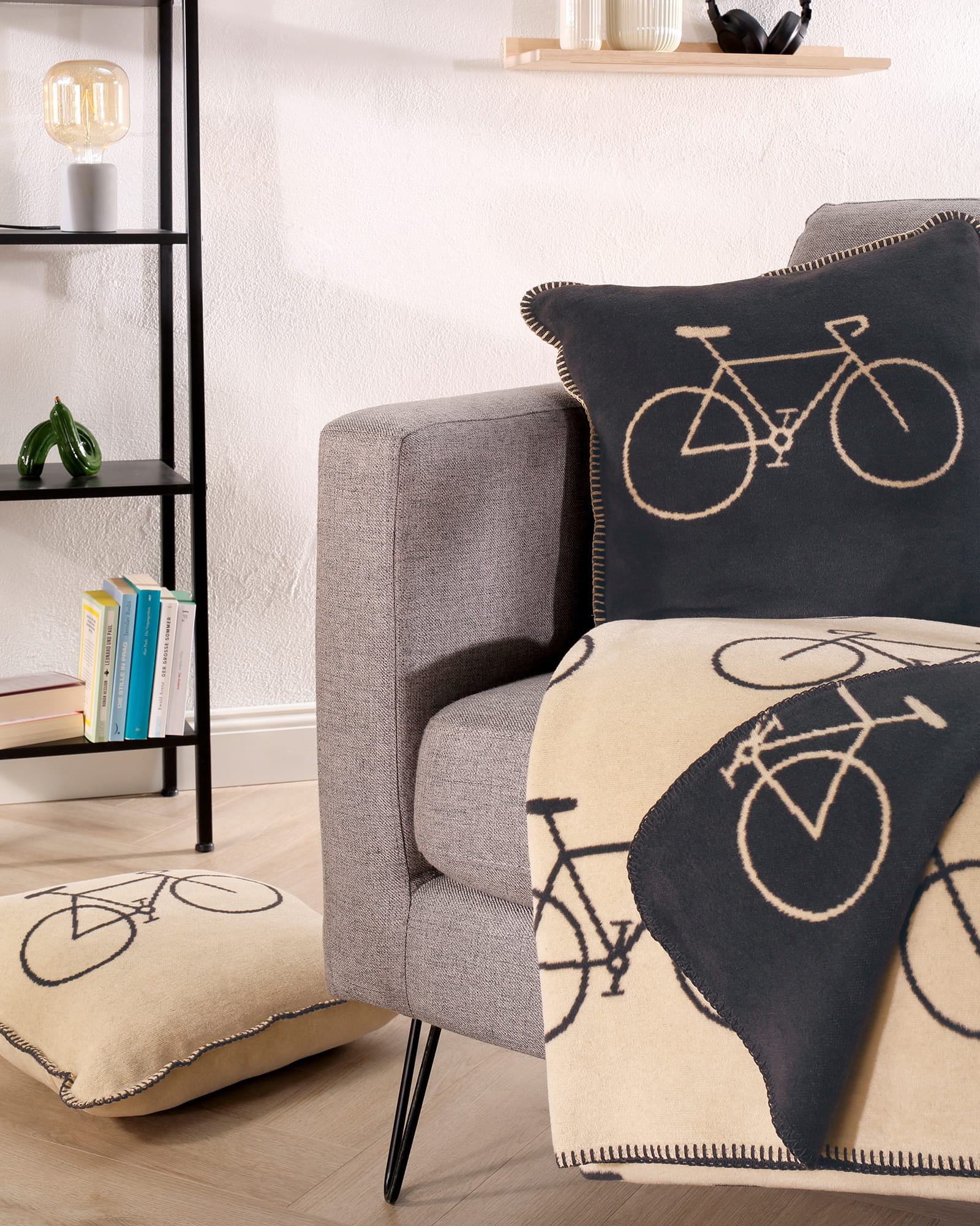 Cawö Kissenhüllen VELO EDITION Fahrrad 62980 basalt - 77 - 50x50 cm
