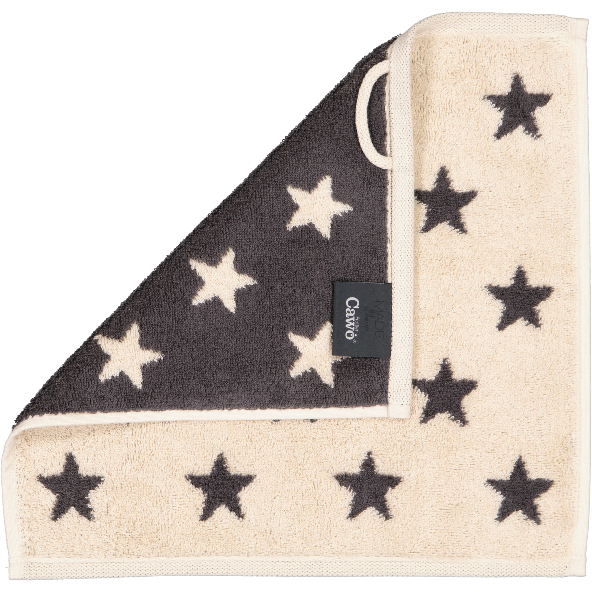 Cawö Handtücher NEW STARS Sterne klein 6261 beige/basalt - 37 - Seiflappen 30x30 cm