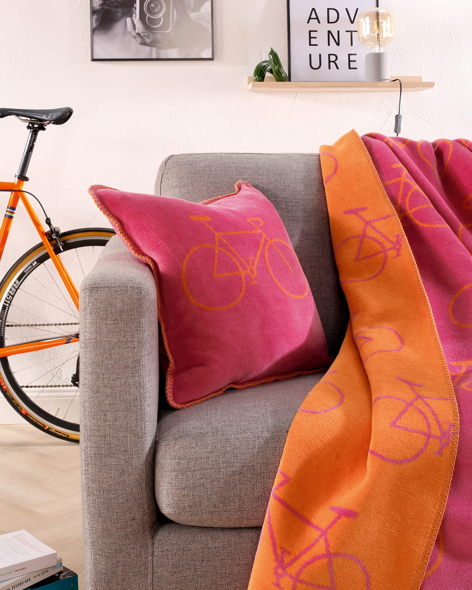 Cawö Kissenhüllen VELO EDITION Fahrrad 62980 pink - 23 - 50x50 cm