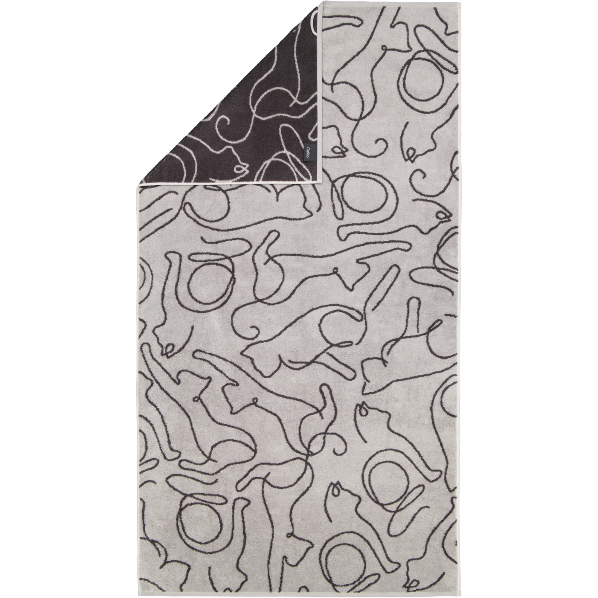 Cawö Handtücher CUTE CATS EDITION Cats 6264 platin/basalt - 70 - Duschtuch 80x150 cm