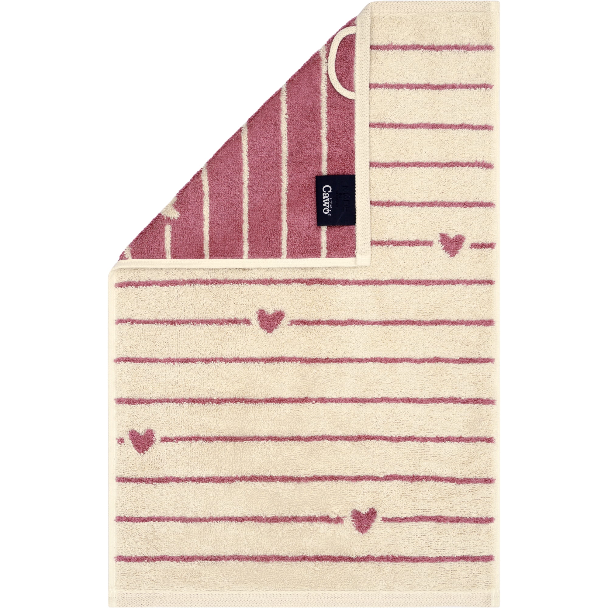 Cawö Handtücher Heart Beats Lines & Hearts 6276 beere - 32 - Gästetuch 30x50 cm