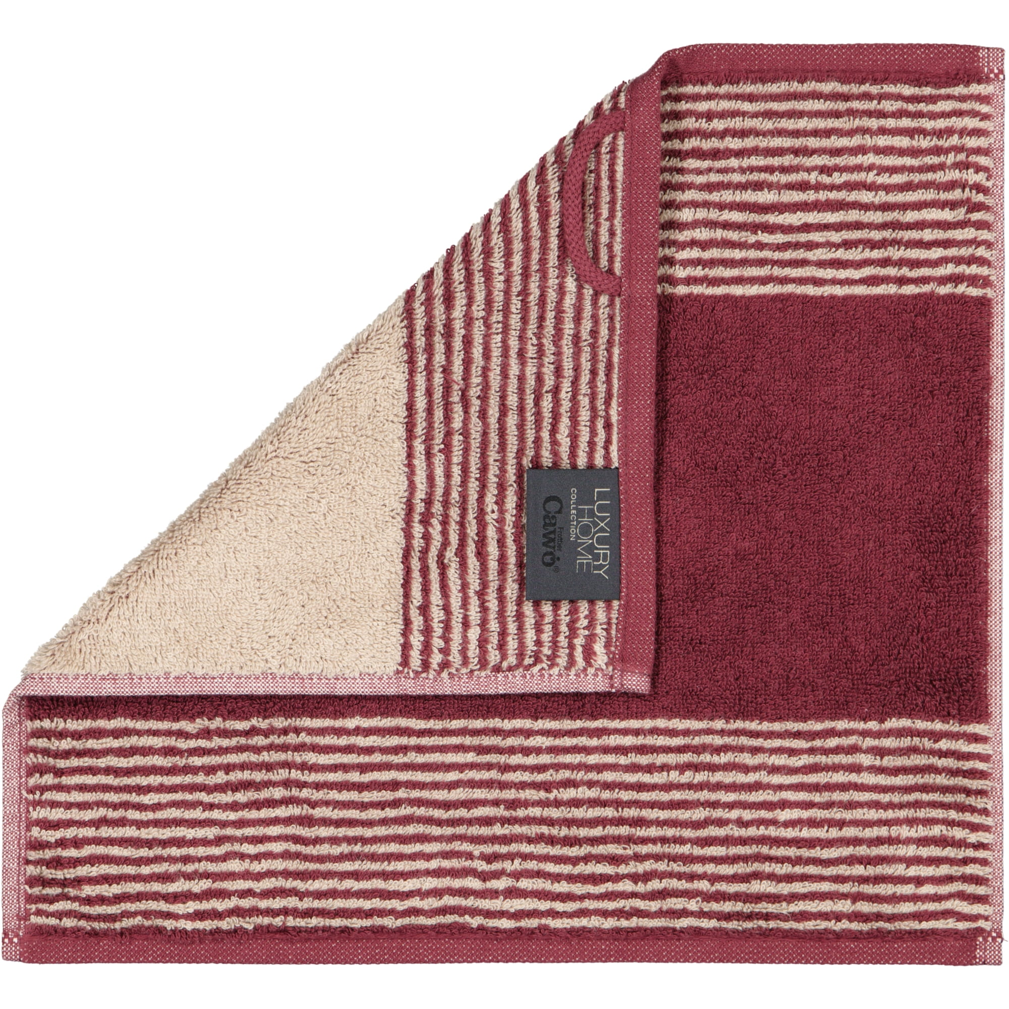Cawö Handtücher Luxury Home Two-Tone 590 bordeaux - 23 - Seiflappen 30x30 cm