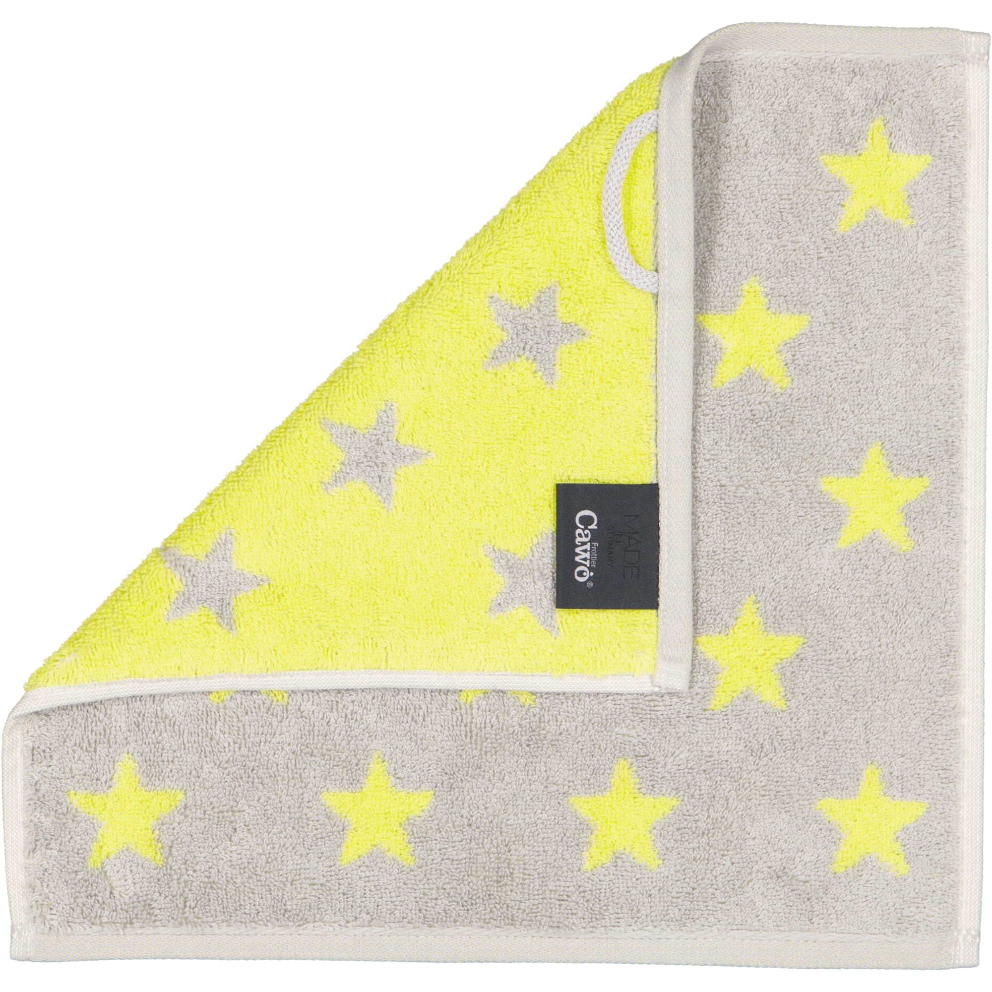 Cawö Handtücher NEW STARS Sterne klein 6261 platin/lime - 75 - Seiflappen 30x30 cm