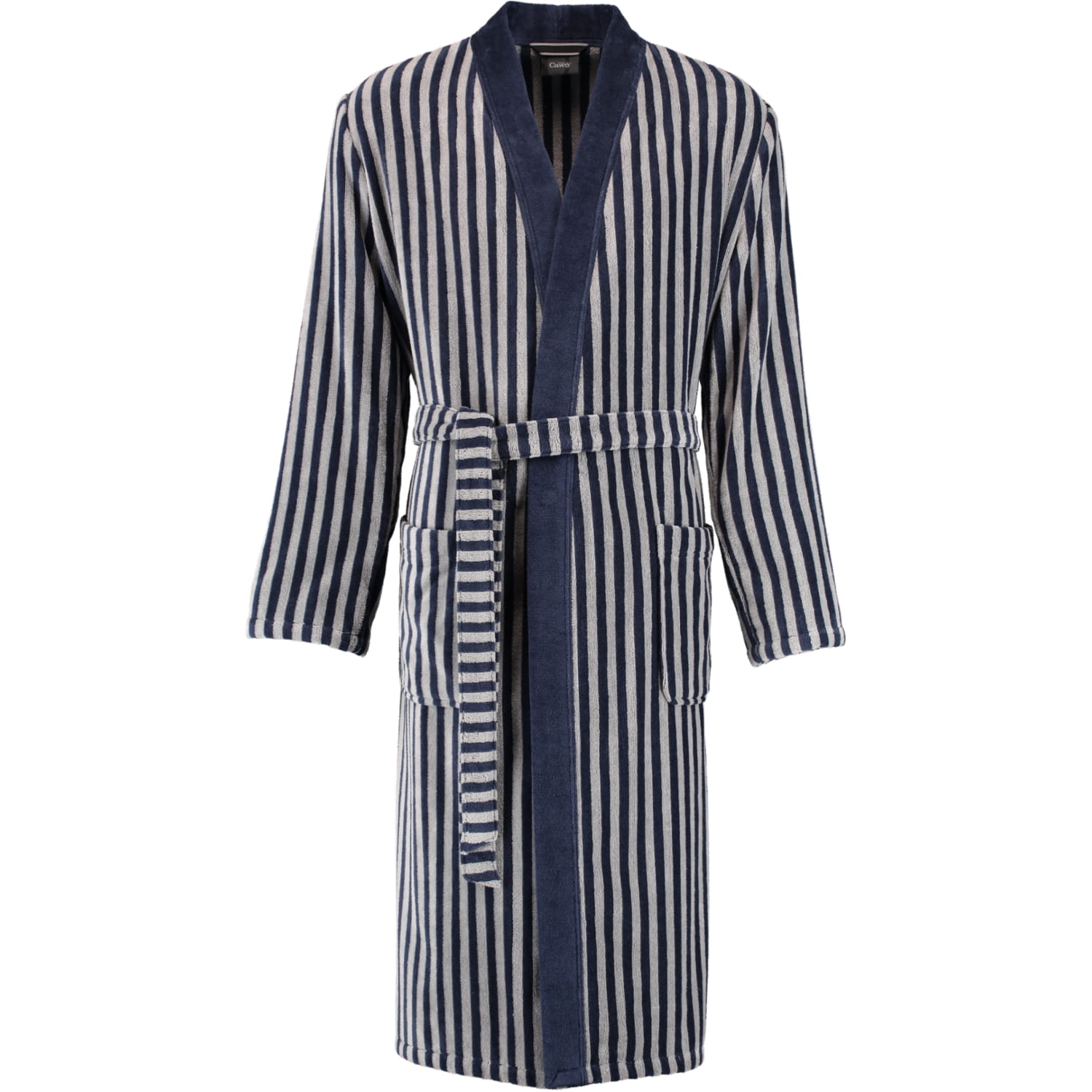 Cawö Herren Bademantel Kimono 3833 - Farbe: blau-graphit - 17