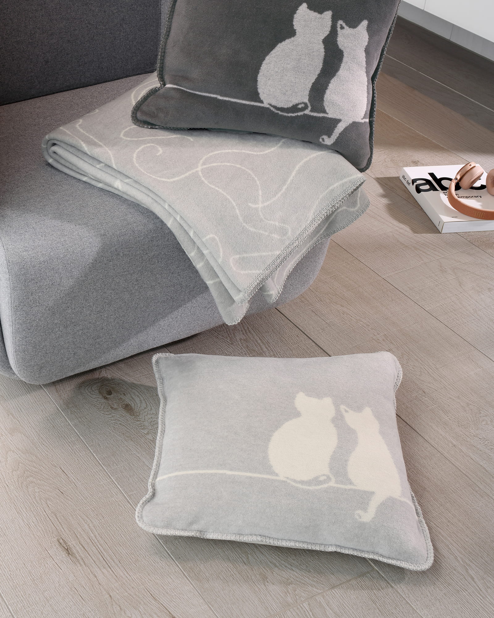 Cawö Home Kissenhüllen CUTE CATS EDITION You & Me 62630 platin/natur - 76 - 50x50 cm