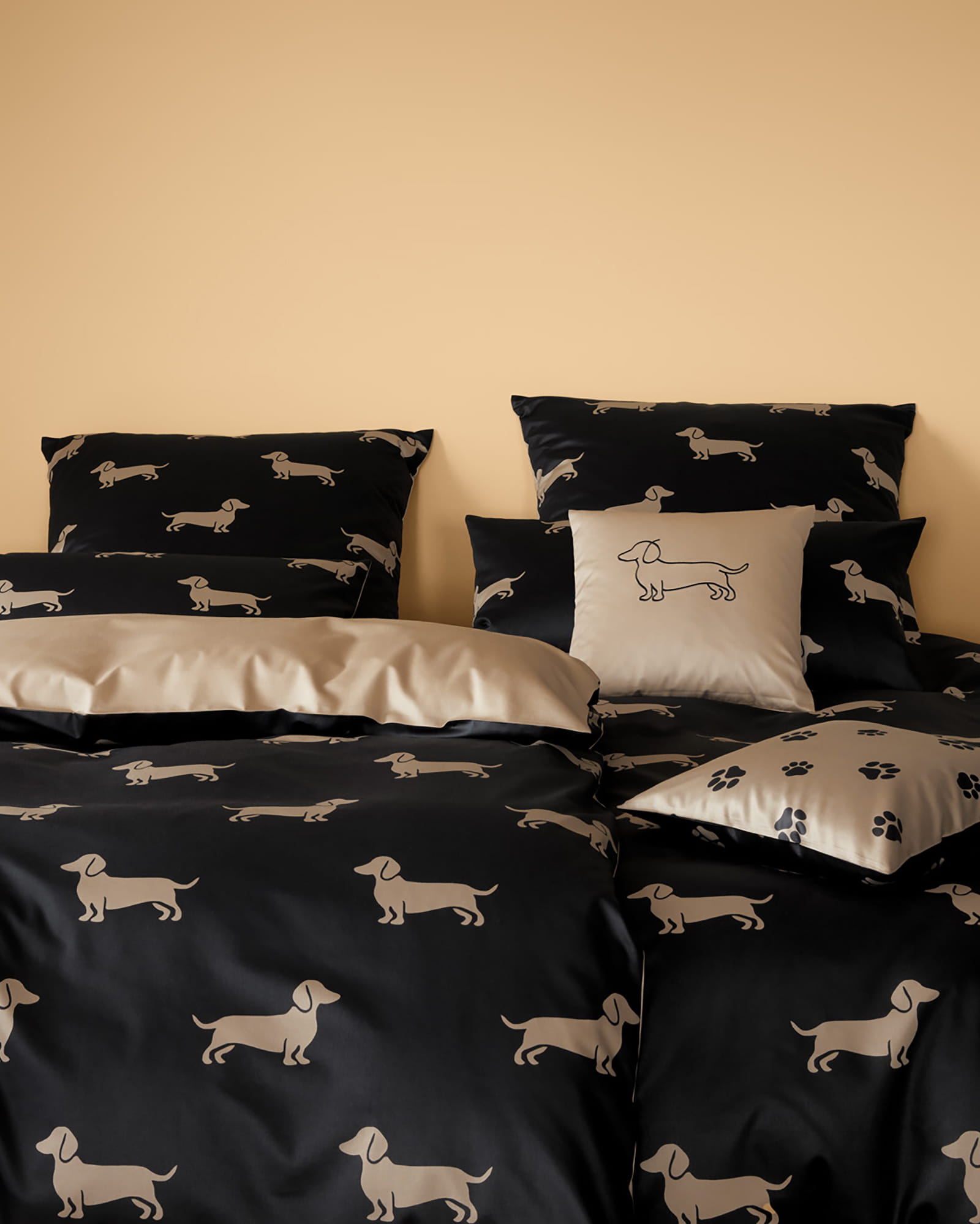 elegante Bettwäsche WE LOVE DOGS Dogs 24540 Schwarz-Beige - 9