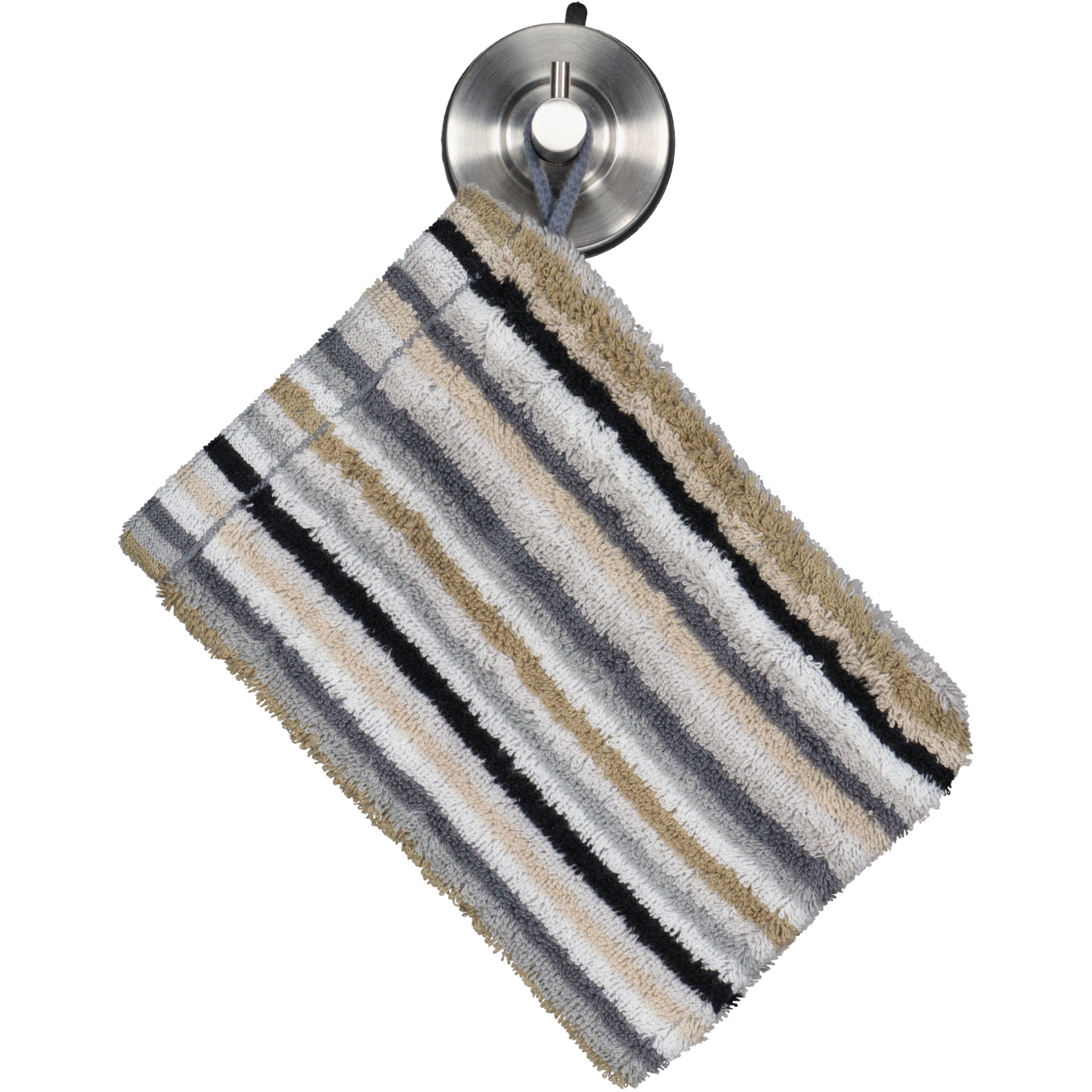 Cawö - Life Style Streifen 7048 - Farbe: 37 - kiesel - Waschhandschuh 16x22 cm