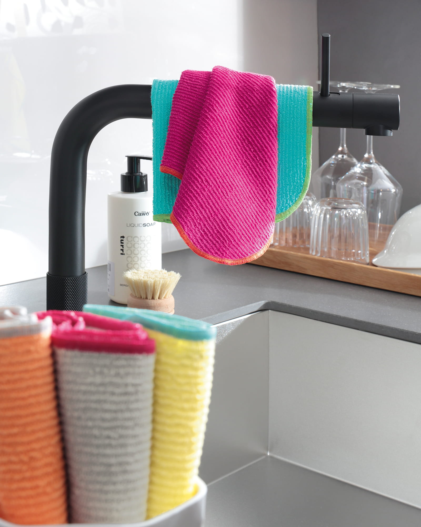 Cawö Spültücher Trio 550 3er Set pink/türkis - 21 - 30x30 cm