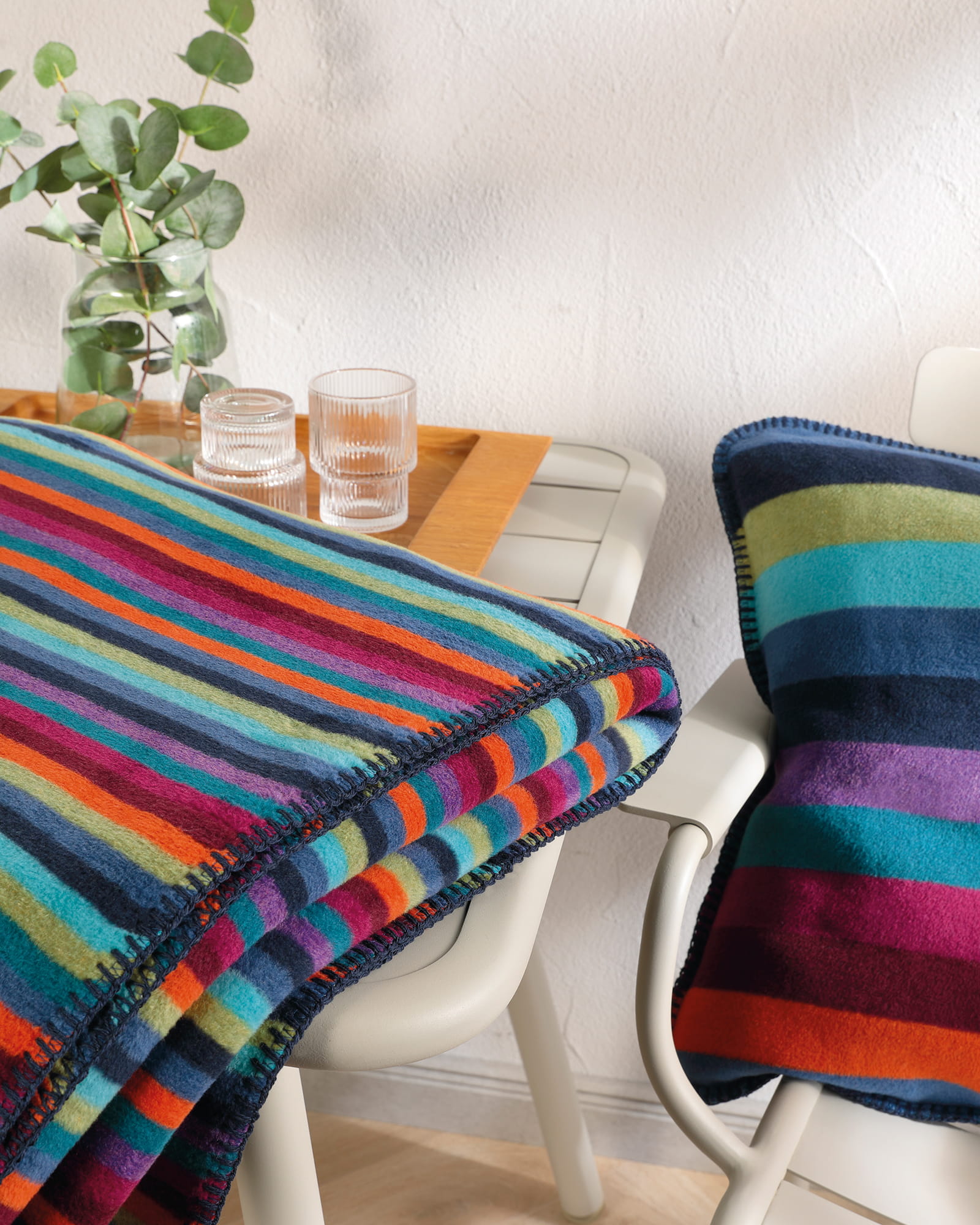 Cawö Kissenhüllen Lifestyle Streifen 70480 multicolor dunkel - 84 - 50x50 cm