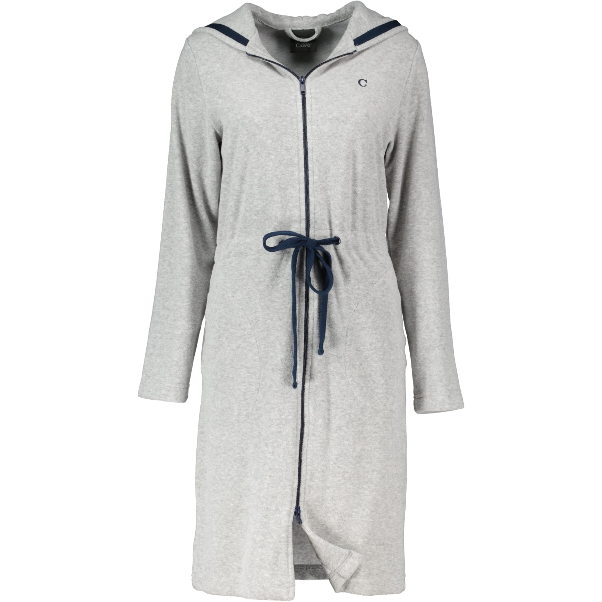 Cawö Home Active Damen Kurzmantel Kapuze TG RV 821 - Farbe: grau-melange/navy - 71 - S
