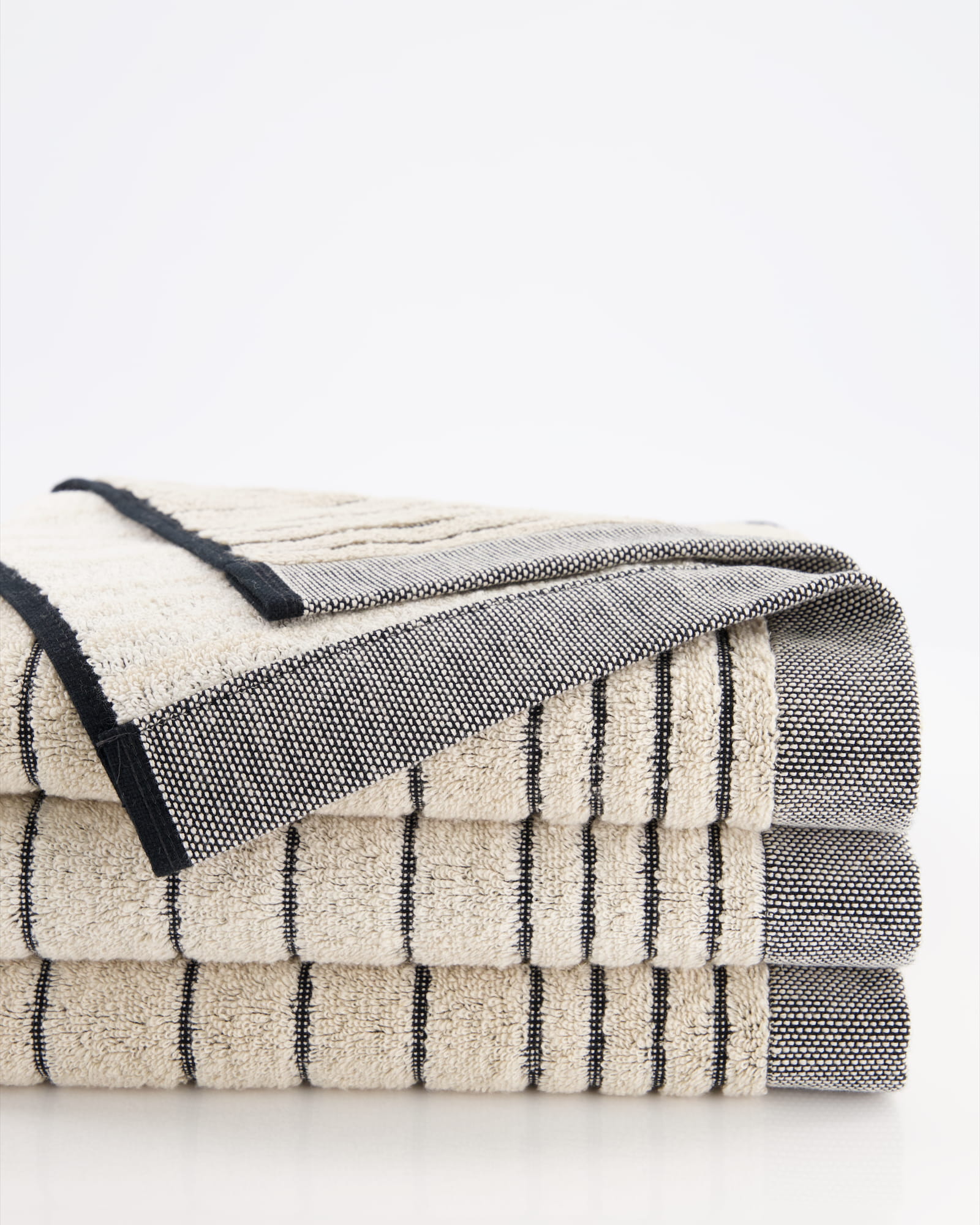 Möve Eden - Querstreifen - Farbe: nature/black - 081 (1-0876/8942) - Handtuch 50x100 cm