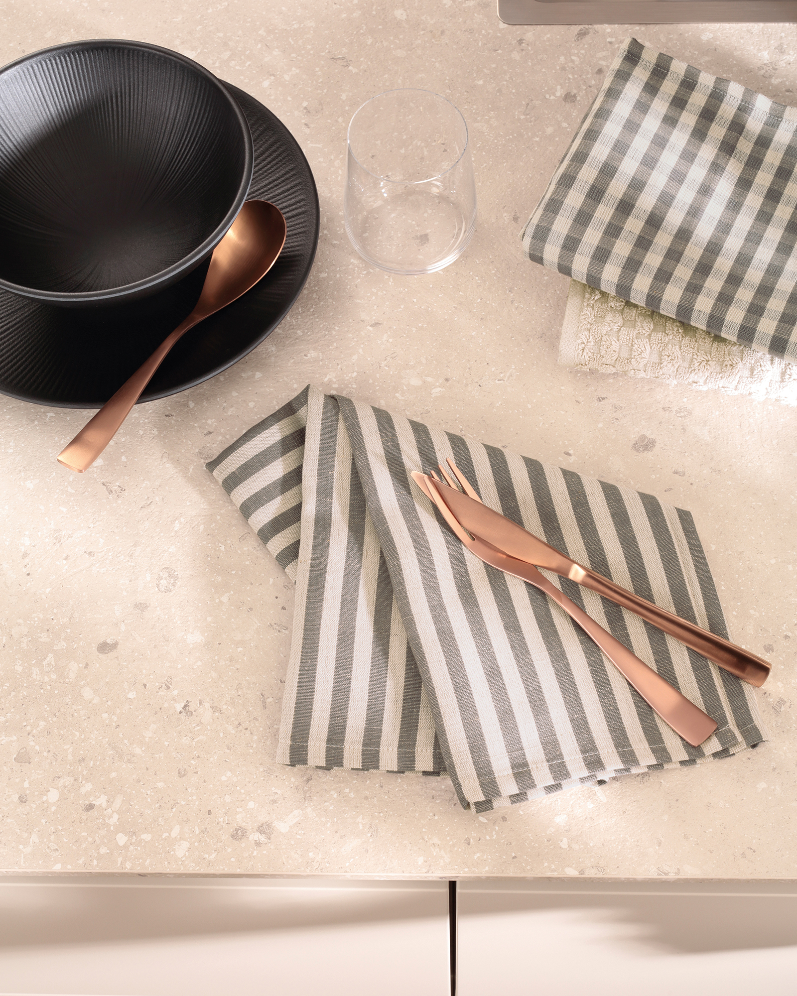 Cawö Home Geschirrtücher Linen Classics Streifen 537 metal - 73 - 50x70 cm