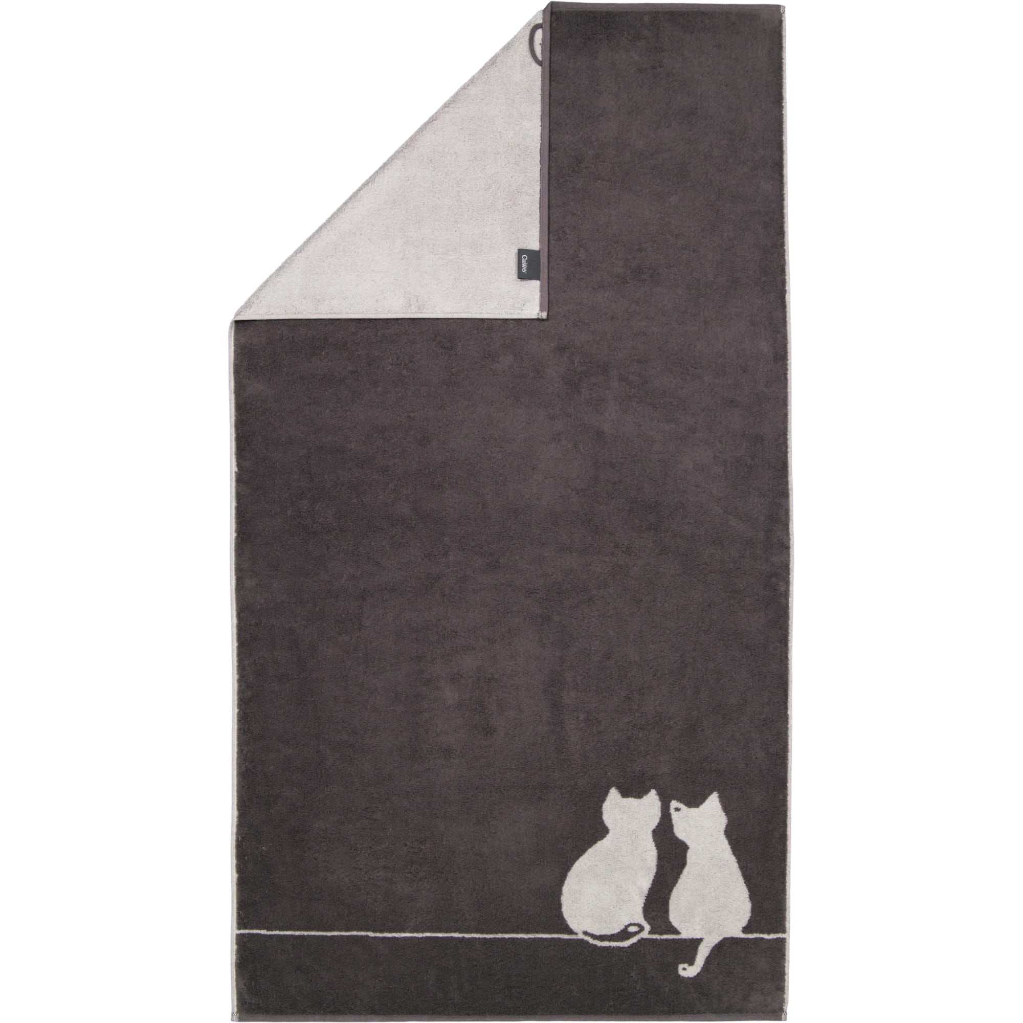 Cawö Handtücher CUTE CATS EDITION You & Me 6263 basalt/platin - 77 - Duschtuch 80x150 cm