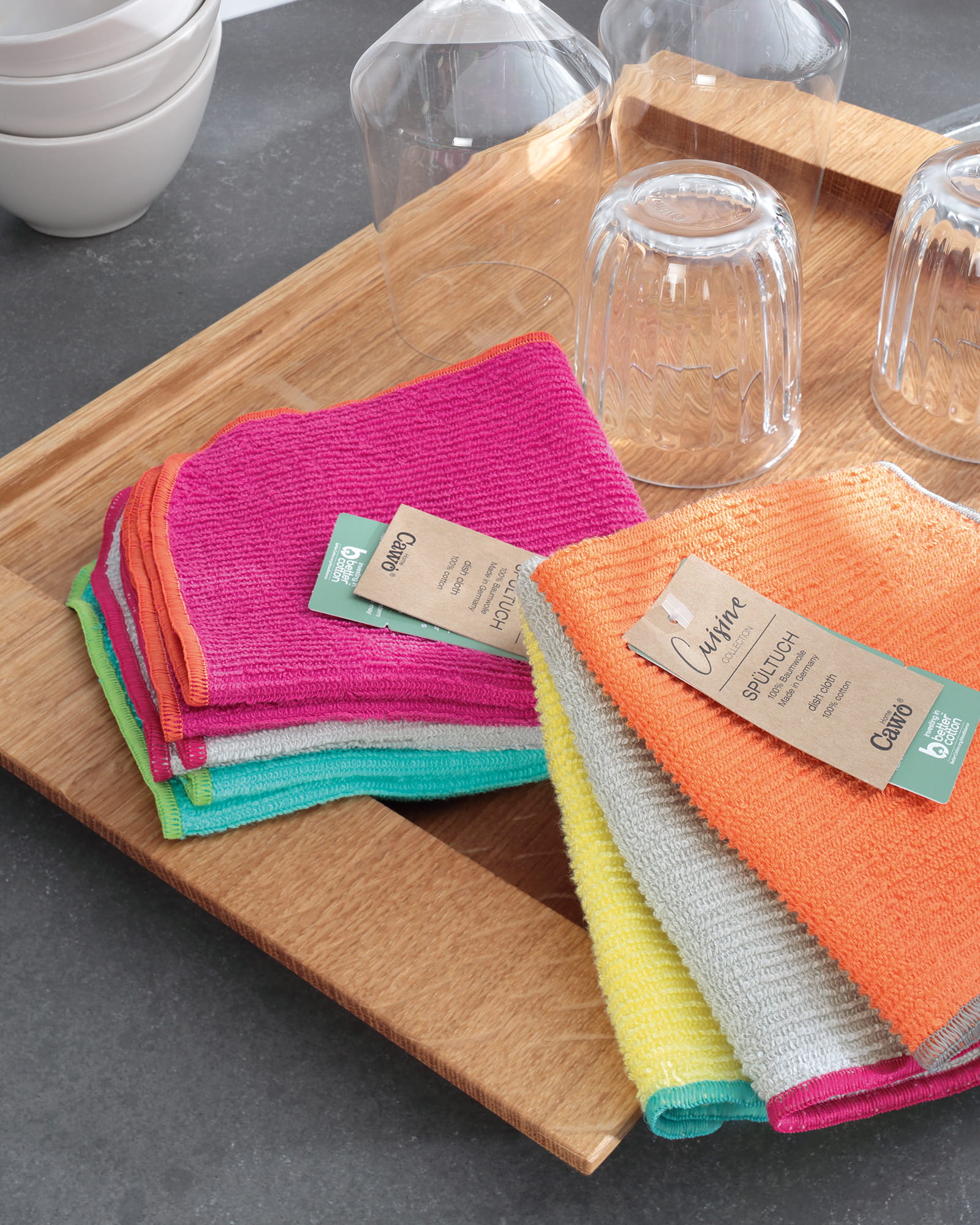 Cawö Spültücher Trio 550 3er Set lemon/pink - 52 - 30x30 cm