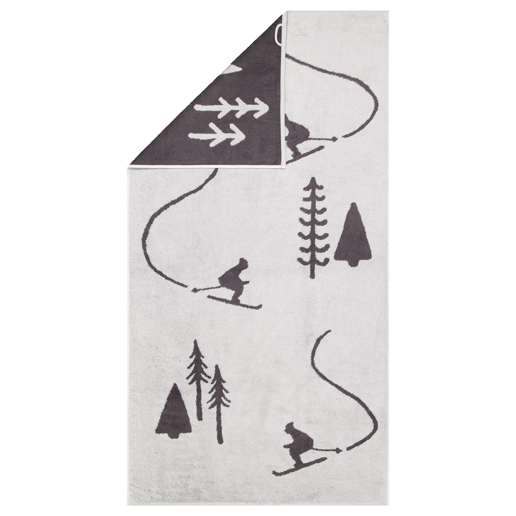 Cawö Handtücher WINTER EDITION Skifahrer 6272 platin/basalt - 70 - Duschtuch 70x140 cm
