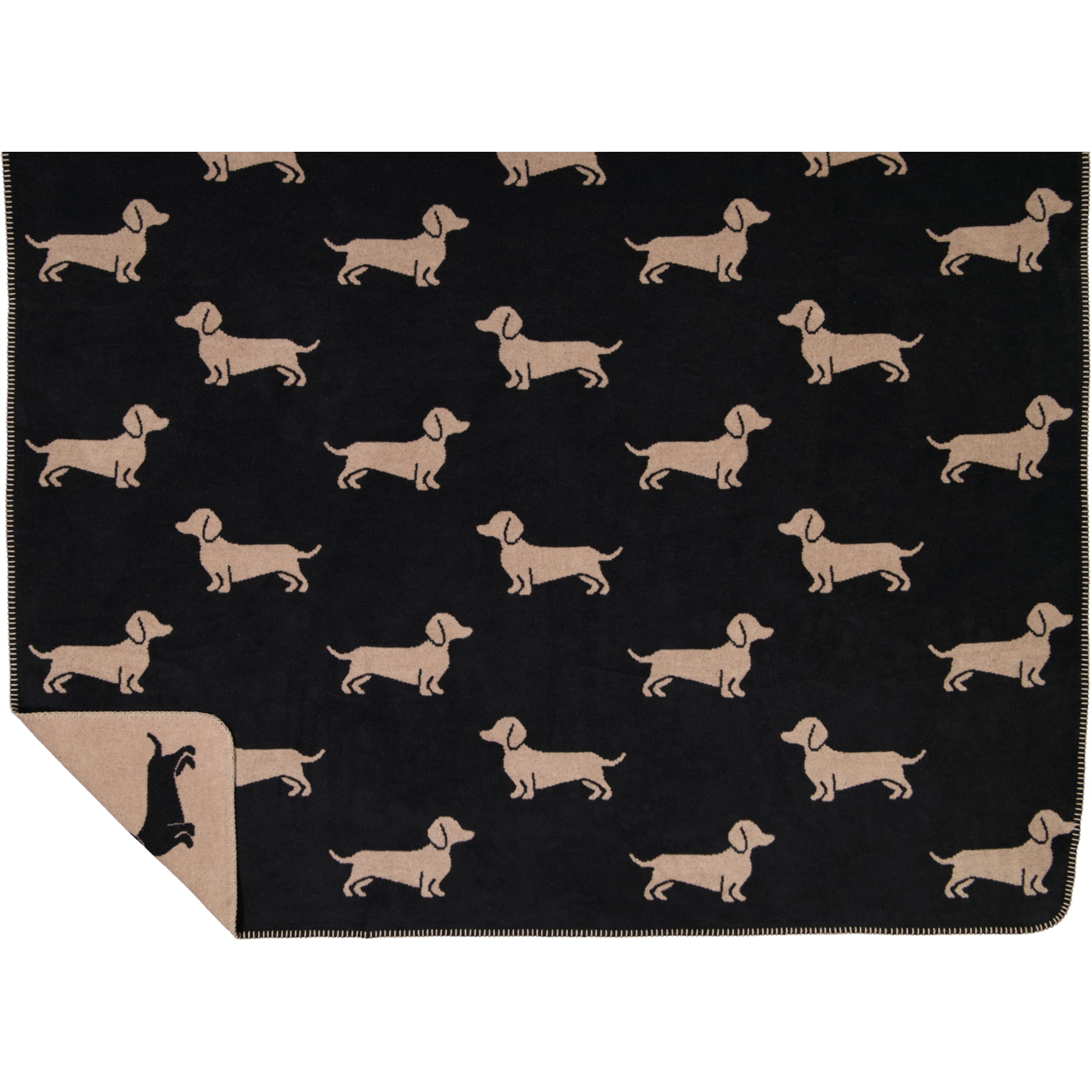 Cawö Wohndecken WE LOVE DOGS 62460 schwarz/beige - 93 - 150x200 cm