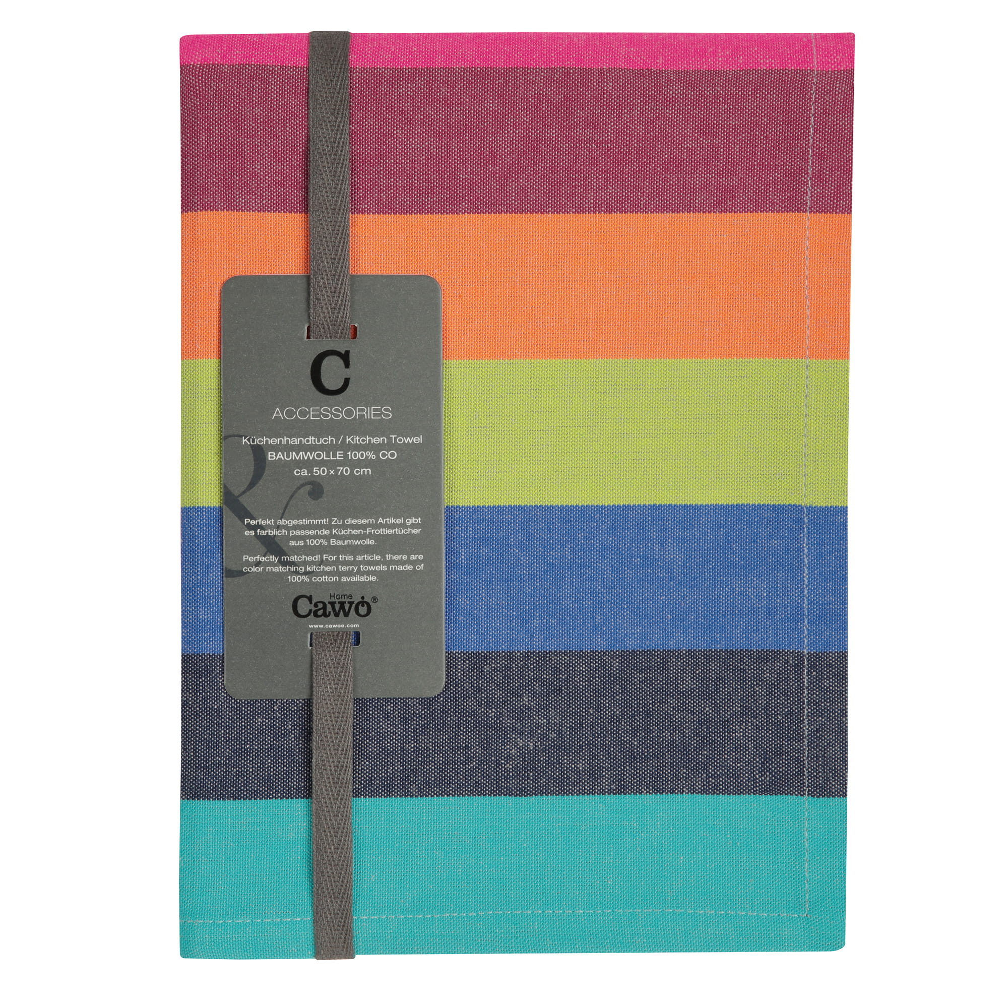 Cawö Home Geschirrtücher Cuisine Lifestyle Blockstreifen 7058 multicolor dunkel - 84 - 50x70 cm