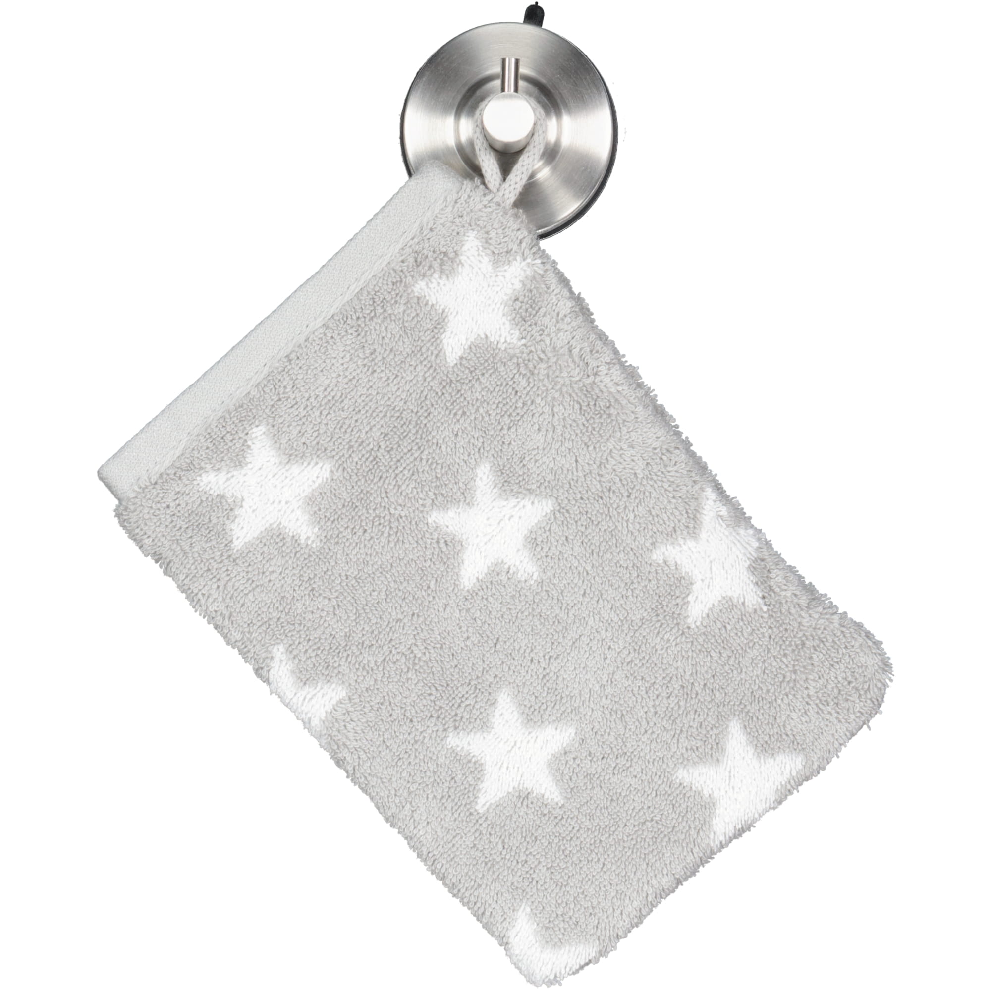 Cawö Handtücher NEW STARS Sterne klein 6261 platin/weiß - 76 - Waschhandschuh 16x22 cm