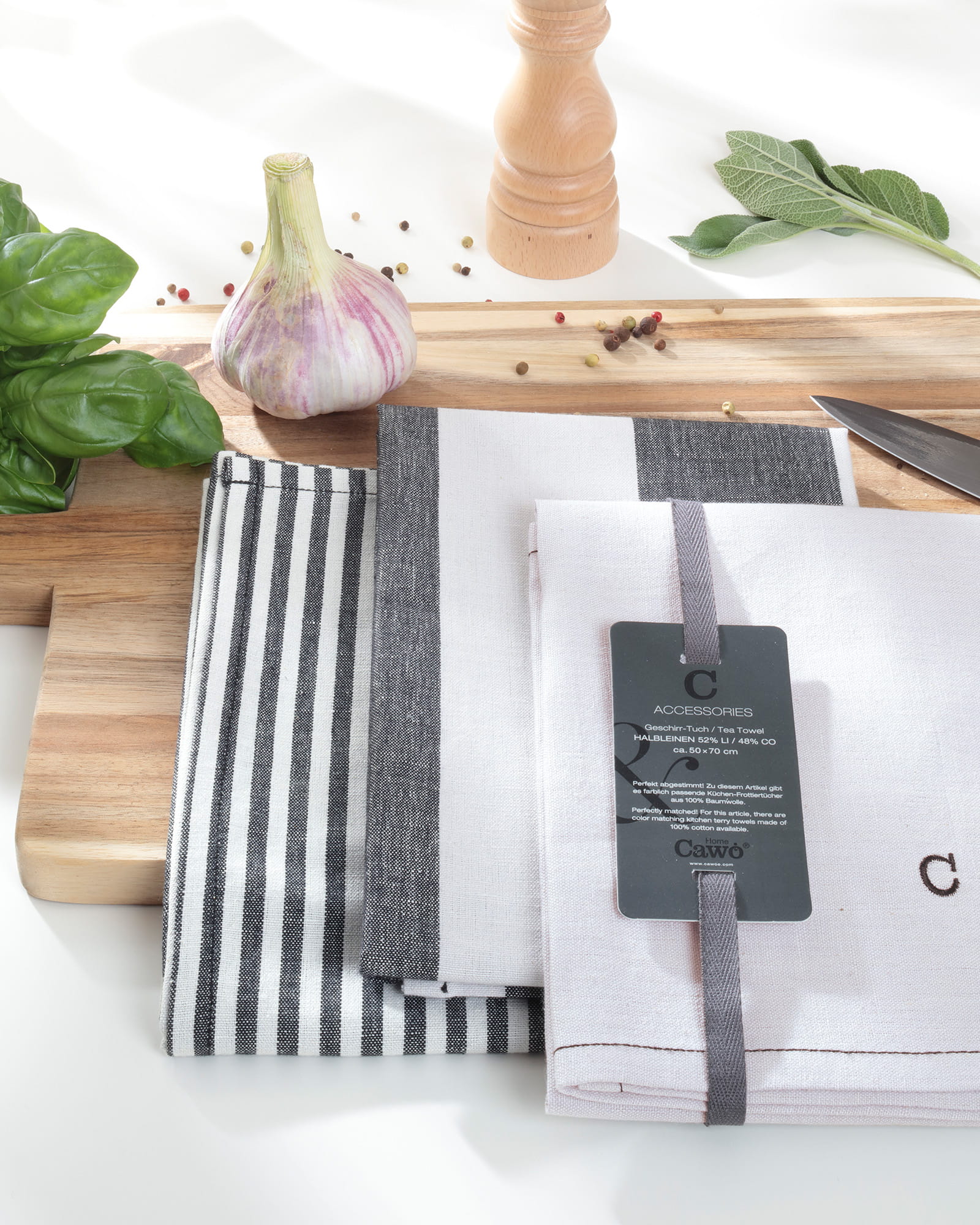 Cawö Cuisine Zoom Uni 124 - Geschirrtuch 50x70 cm - Farbe: schwarz - 906