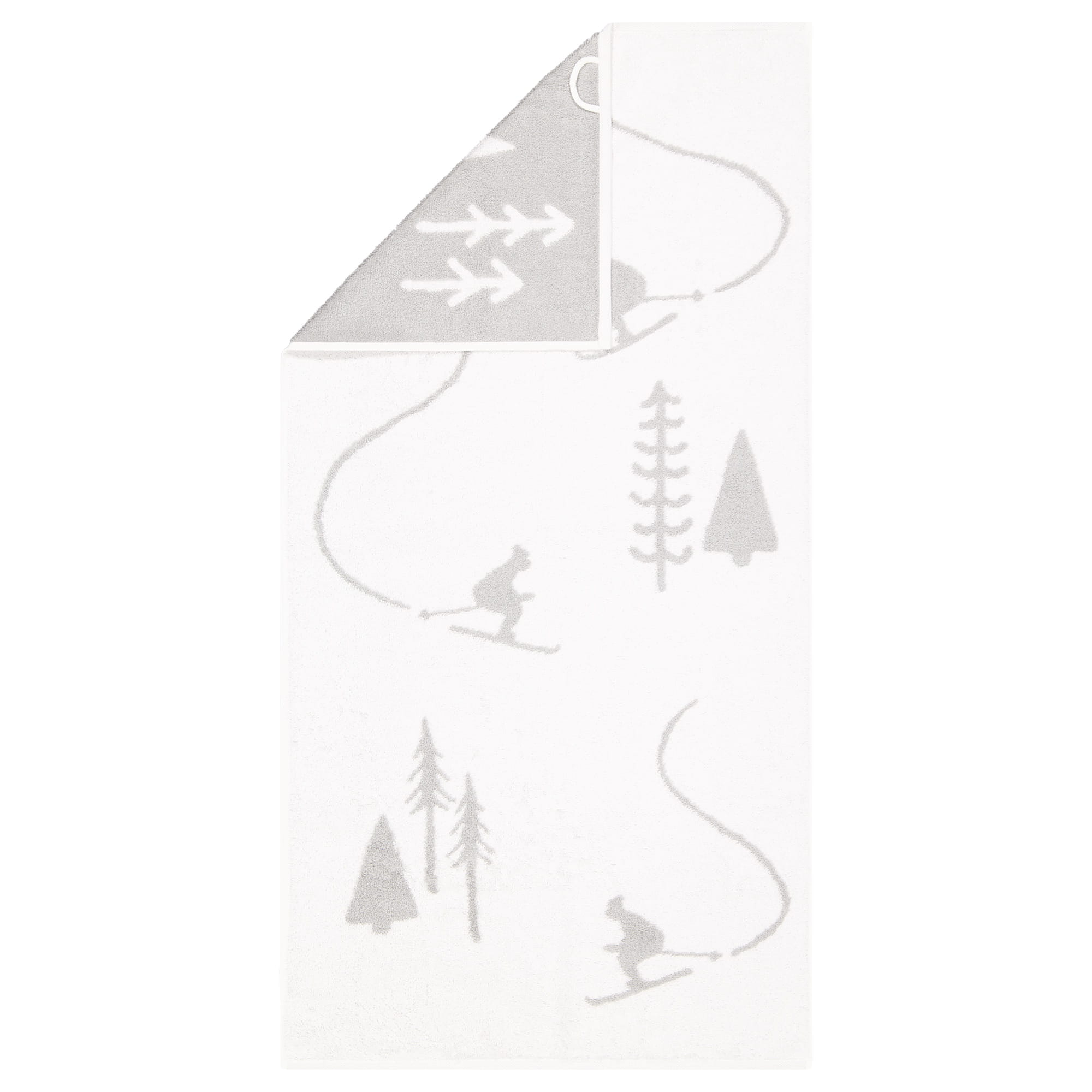 Cawö Handtücher WINTER EDITION Skifahrer 6272 weiß/platin - 67 - Handtuch 50x100 cm