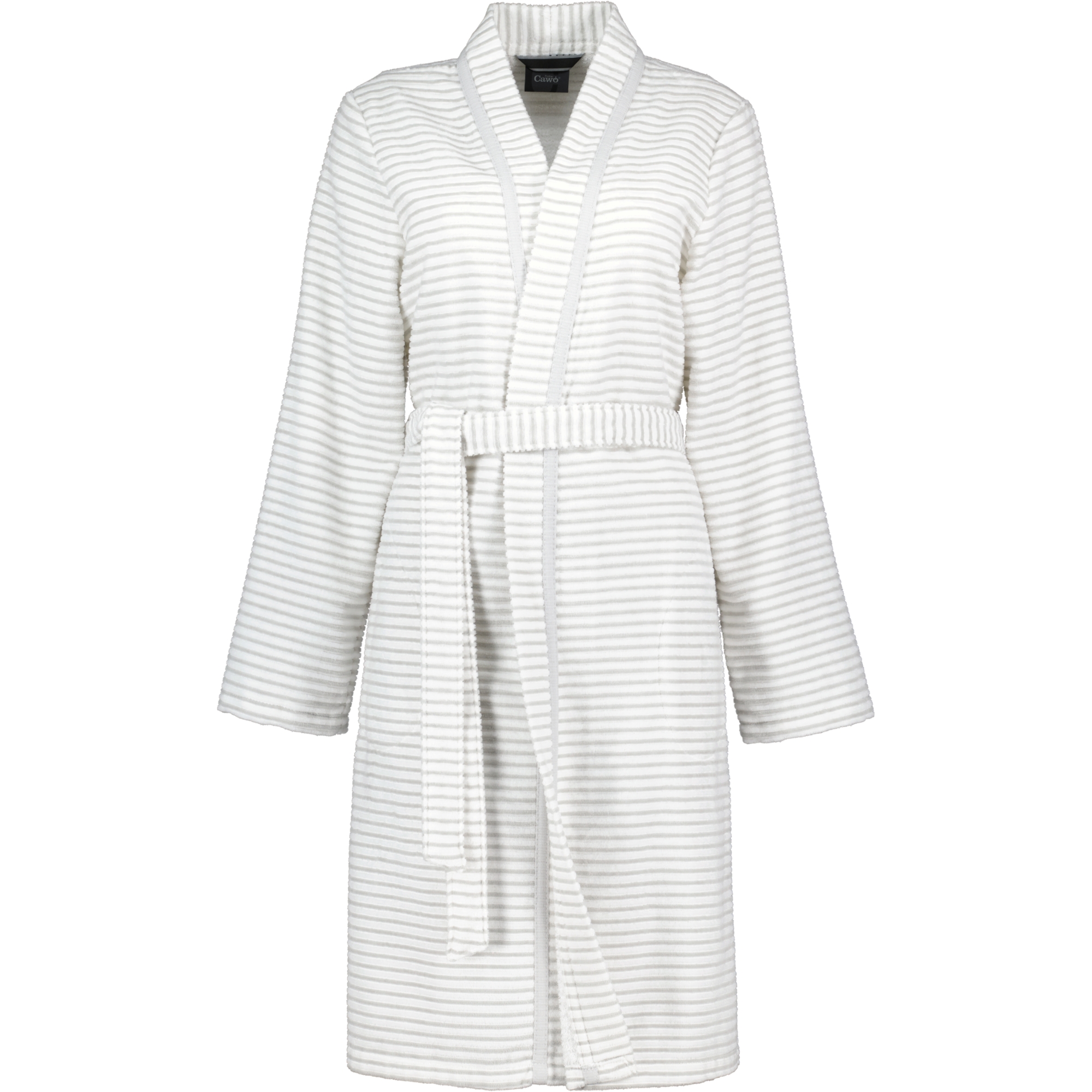 Cawö - Damen Bademantel Kurz Kimono 1214 - Farbe: weiß-silber - 76