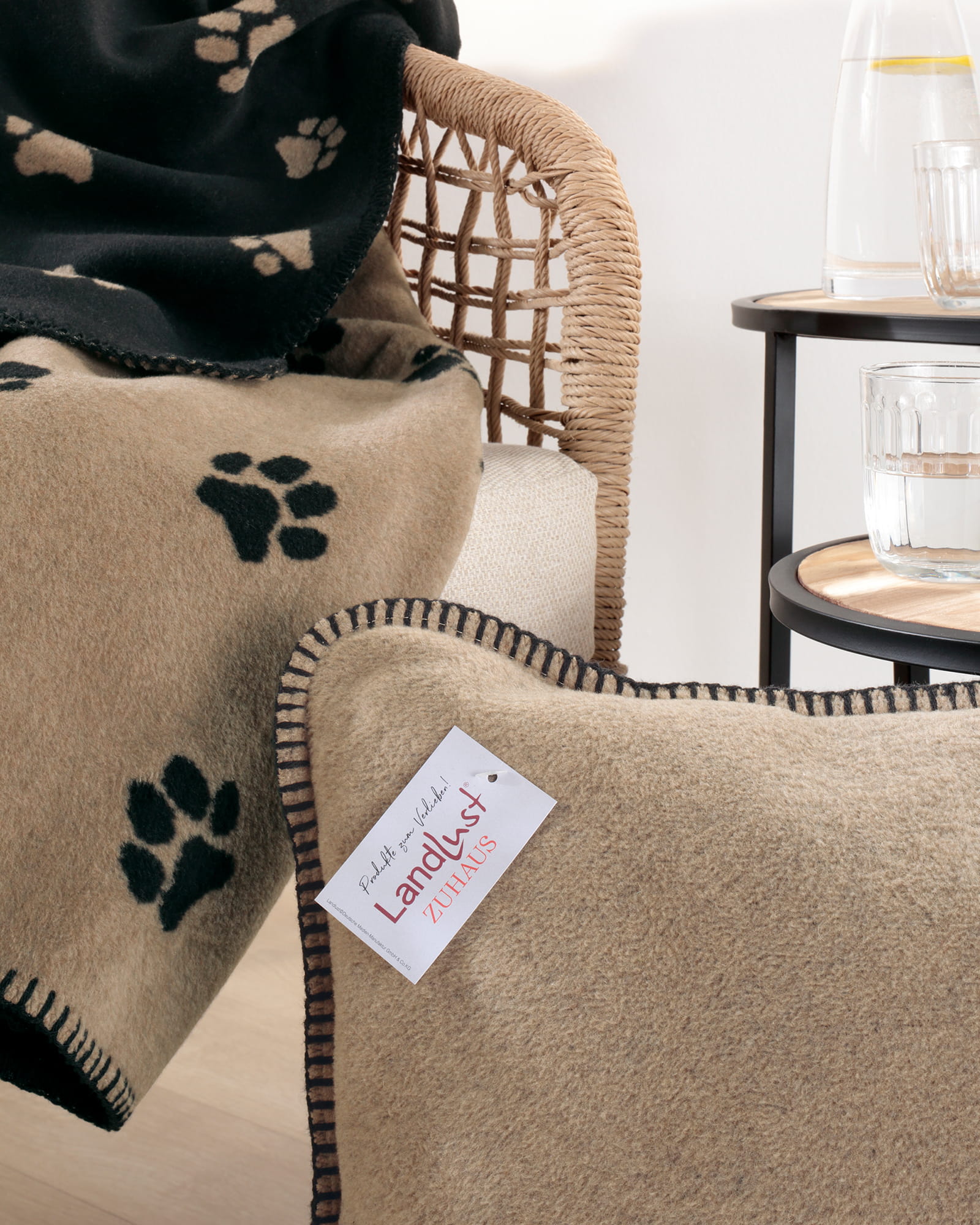 Cawö Wohndecken WE LOVE DOGS 62470 schwarz/beige - 93 - 150x200 cm