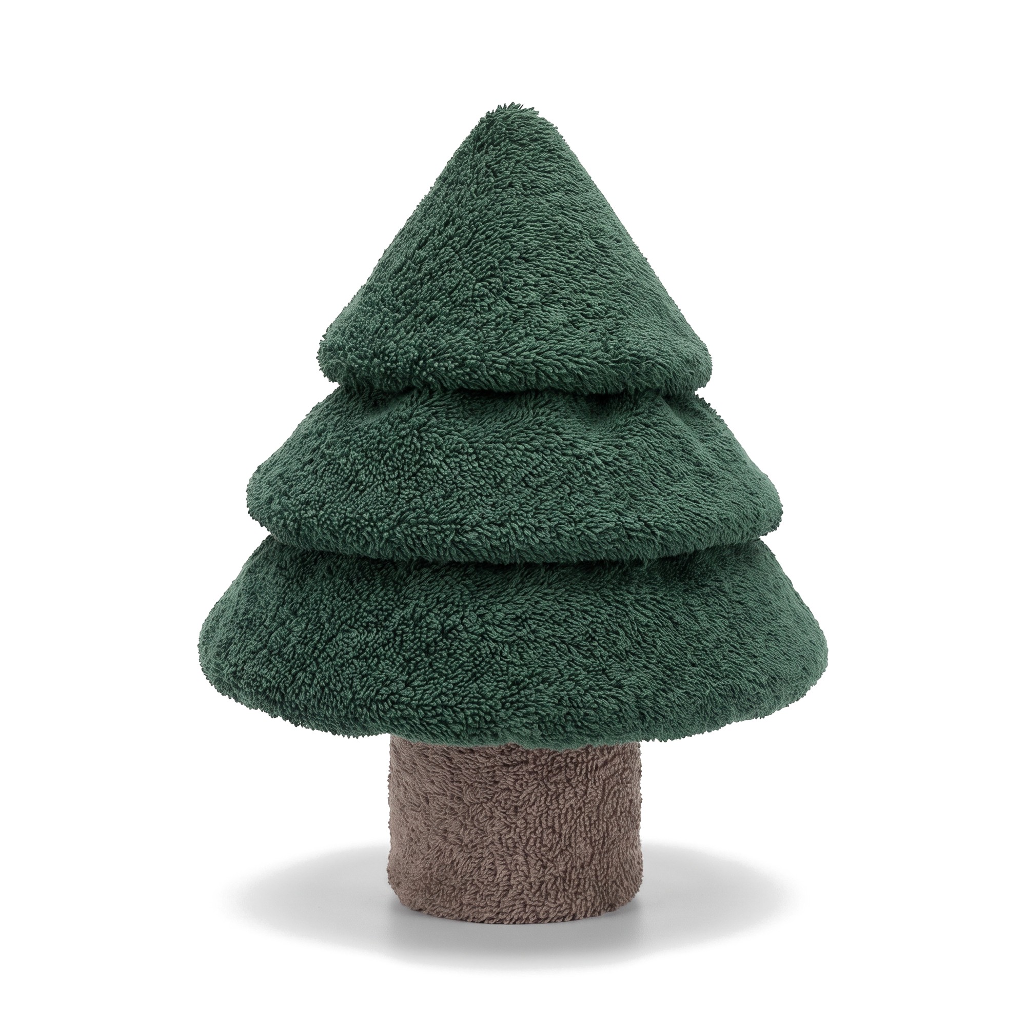 Fertiger Handtuch-Tannenbaum mit drei Etagen auf einem Stamm aus einem Waschlappen