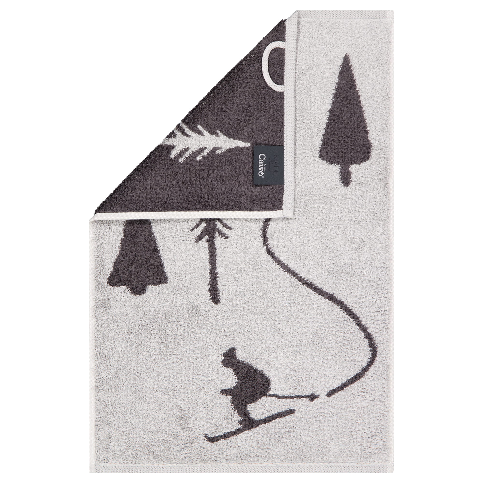Cawö Handtücher WINTER EDITION Skifahrer 6272 platin/basalt - 70 - Gästetuch 30x50 cm