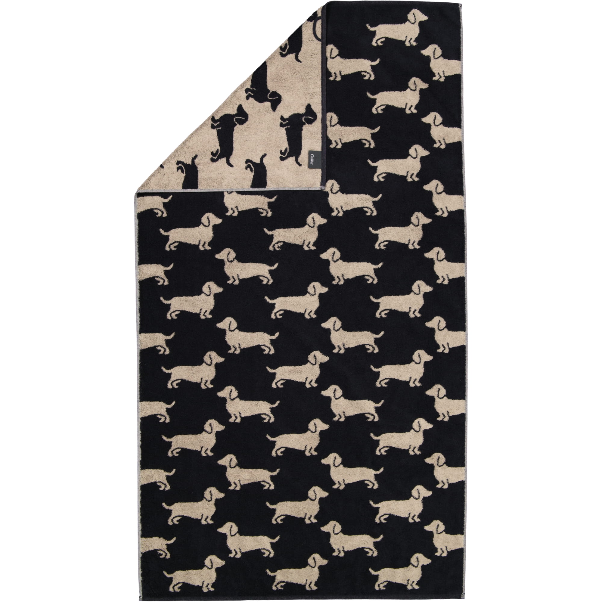 Cawö Handtücher WE LOVE DOGS 6246 Schwarz-Beige - 93 - Duschtuch 80x150 cm
