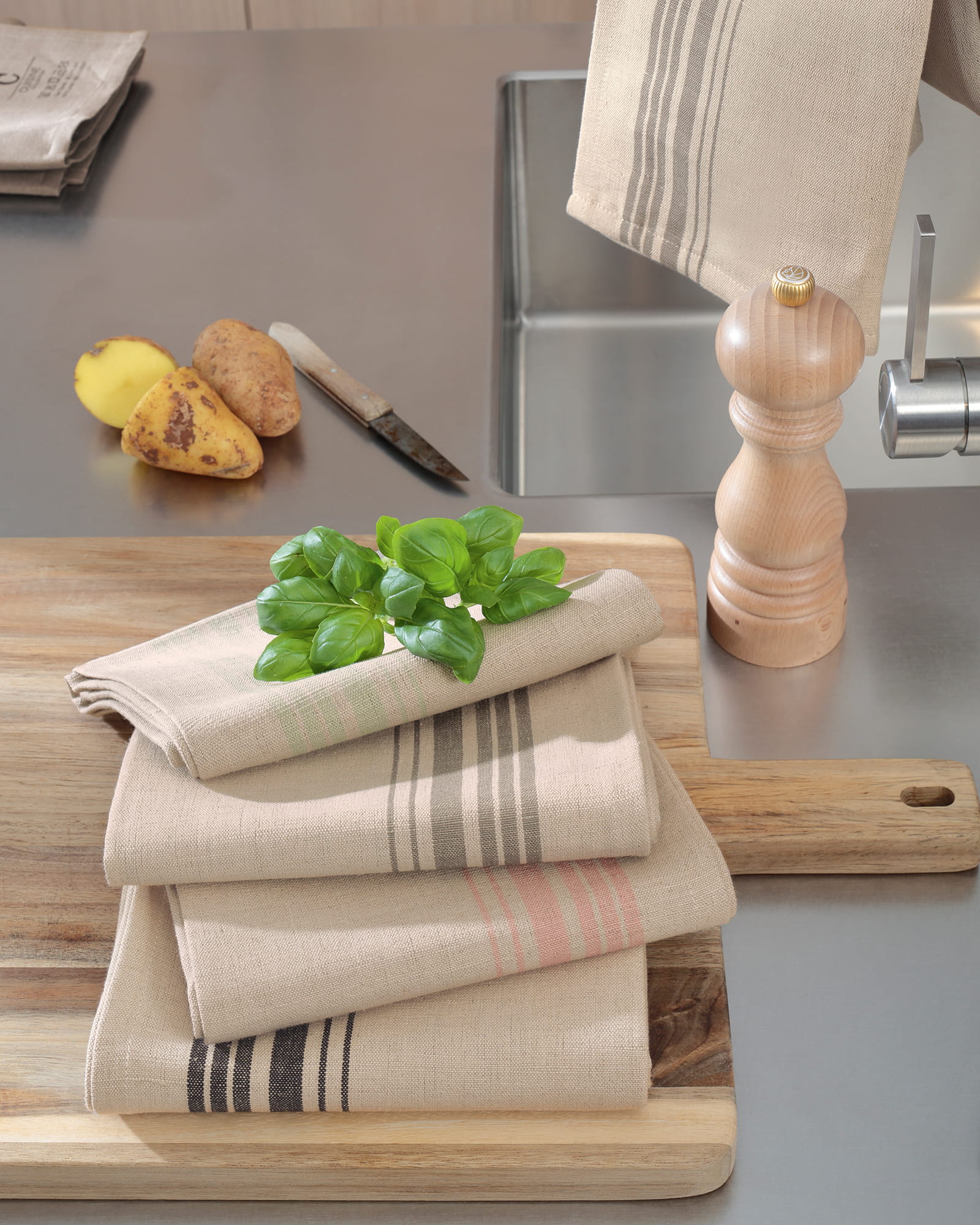 Cawö Home Geschirrtücher Cuisine Nature Akzent 533 wasabi - 40 - 50x70 cm