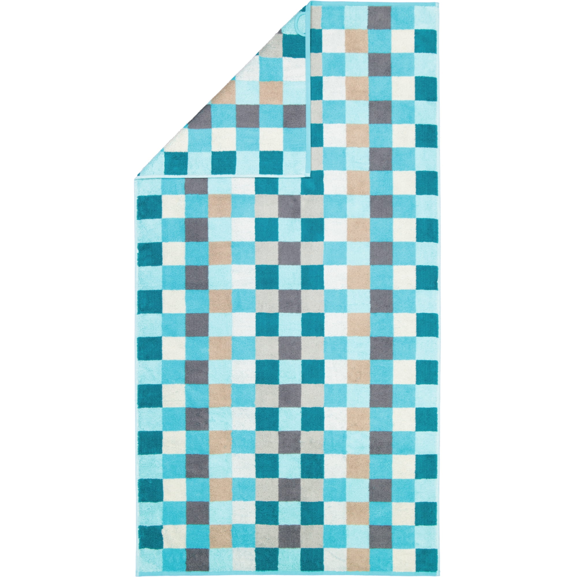 Cawö - Unique Karo 942 - Farbe: türkis - 44 - Duschtuch 70x140 cm