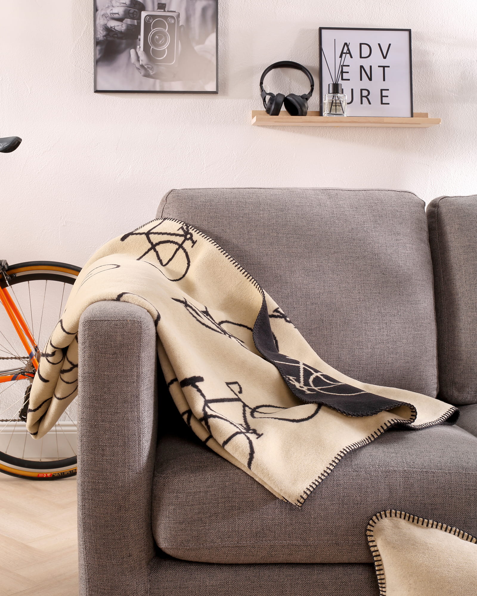 Cawö Kissenhüllen VELO EDITION Fahrrad 62980 basalt - 77 - 50x50 cm