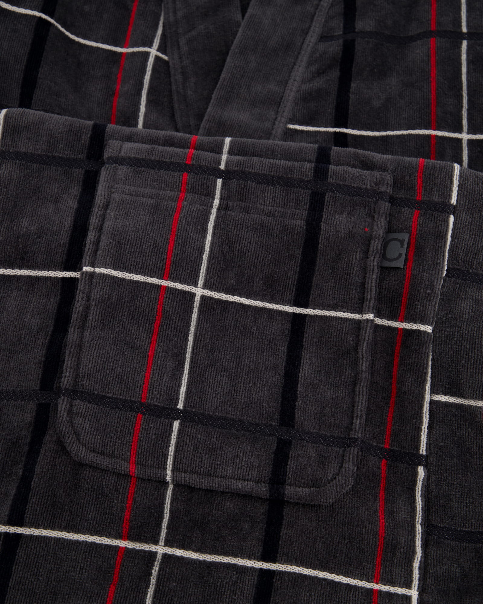 Cawö Bademäntel Herren Kimono Karo 4853 anthrazit-rot - 79