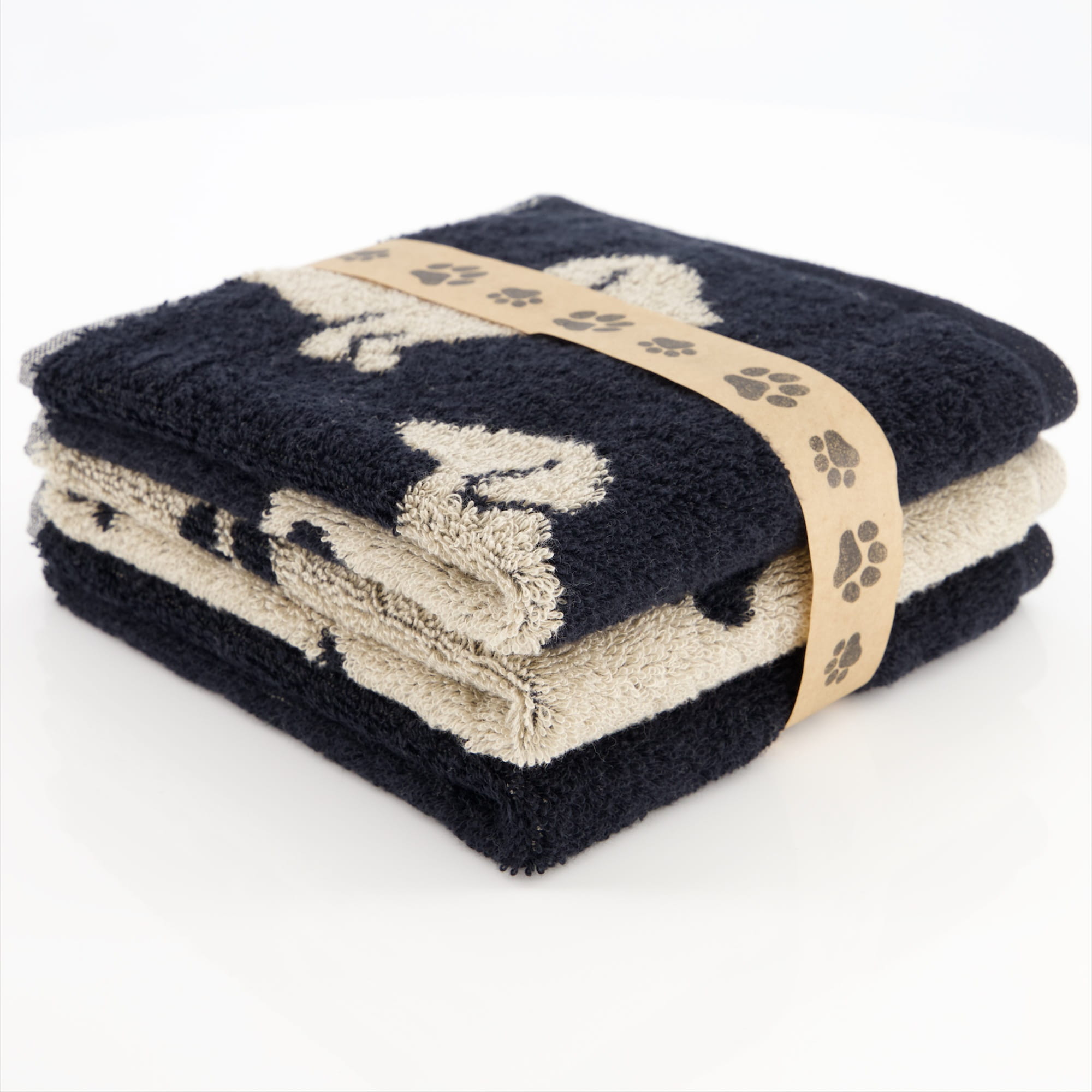 Cawö Seiftücher WE LOVE DOGS Mix 6249 3er Set Schwarz-Beige - 93 - 30x30 cm