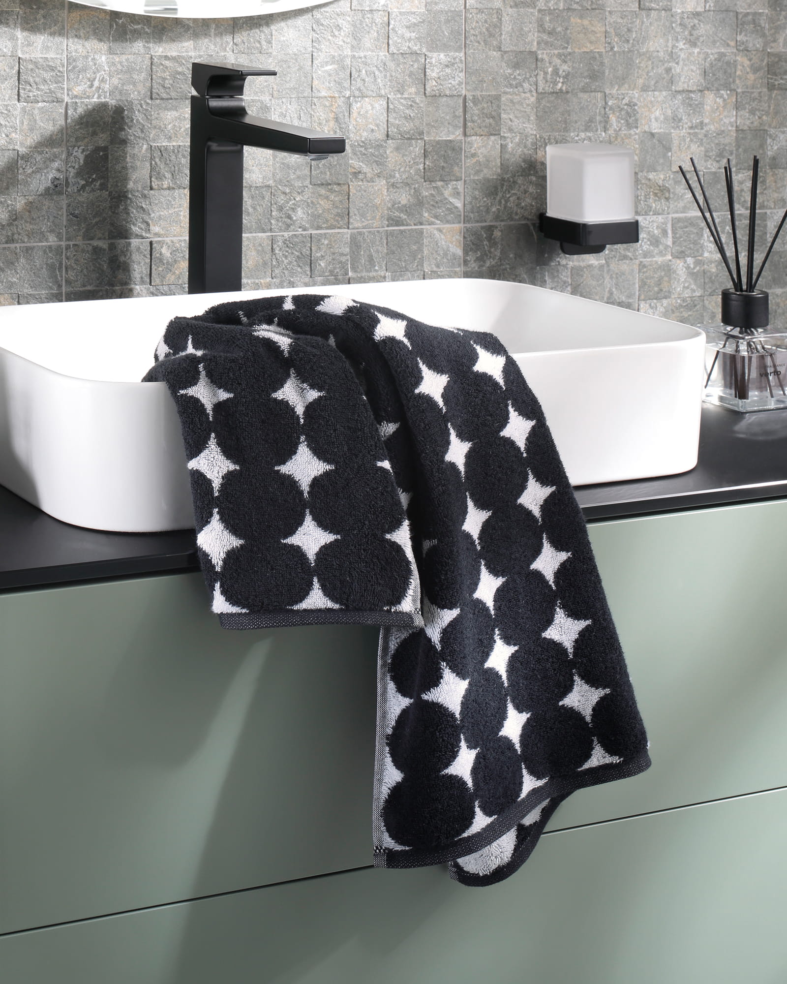 Cawö Handtücher Black&White Bubbles 6279 schwarz/weiß - 96 - Duschtuch 80x150 cm