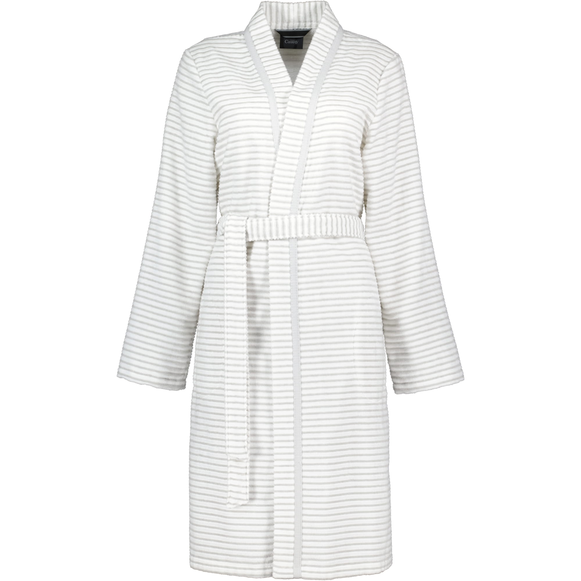 Cawö - Damen Bademantel Kurz Kimono 1214 - Farbe: weiß-silber - 76