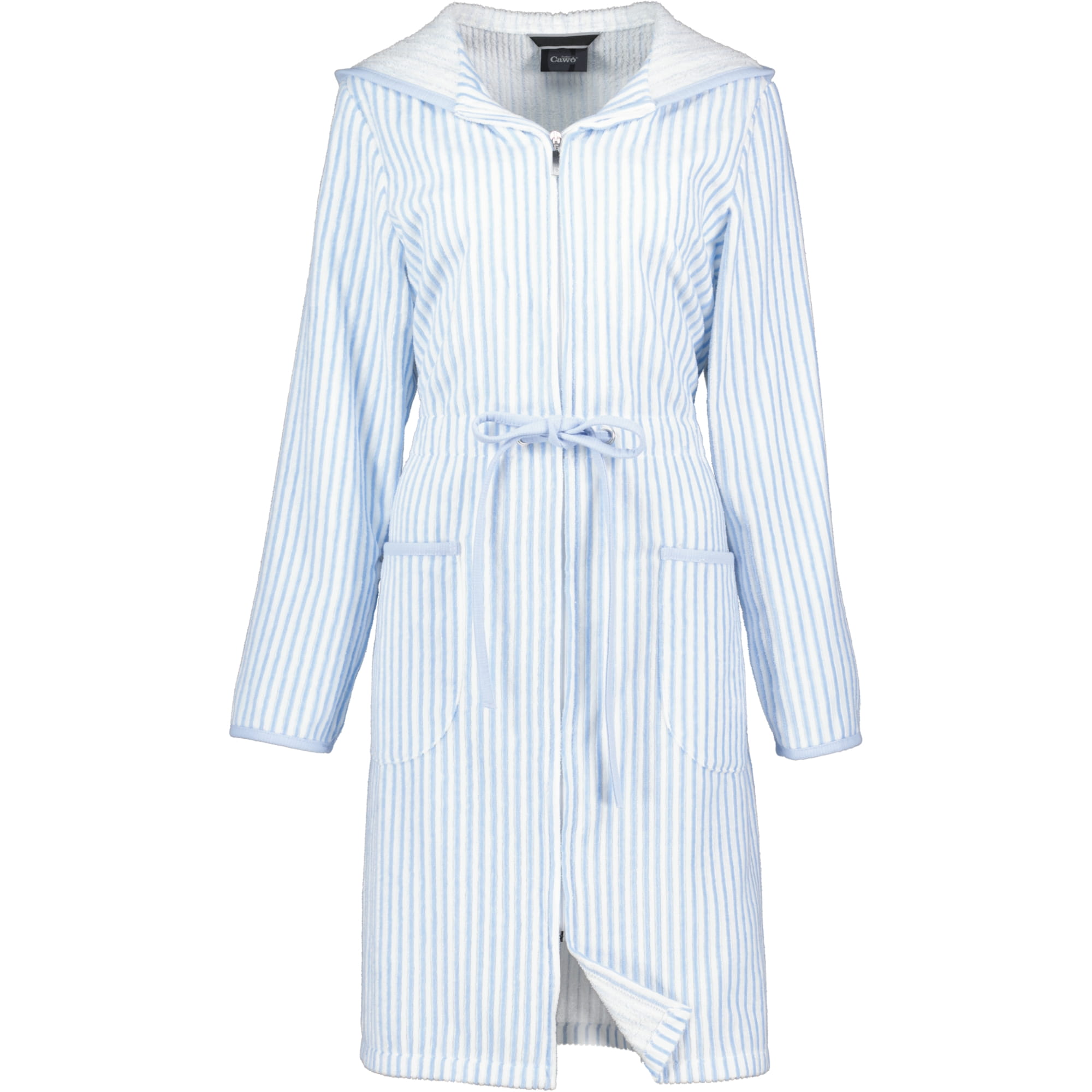 Cawö - Damen Bademantel kurz Kapuze TG RV 6416 - Farbe: mittelblau - 11