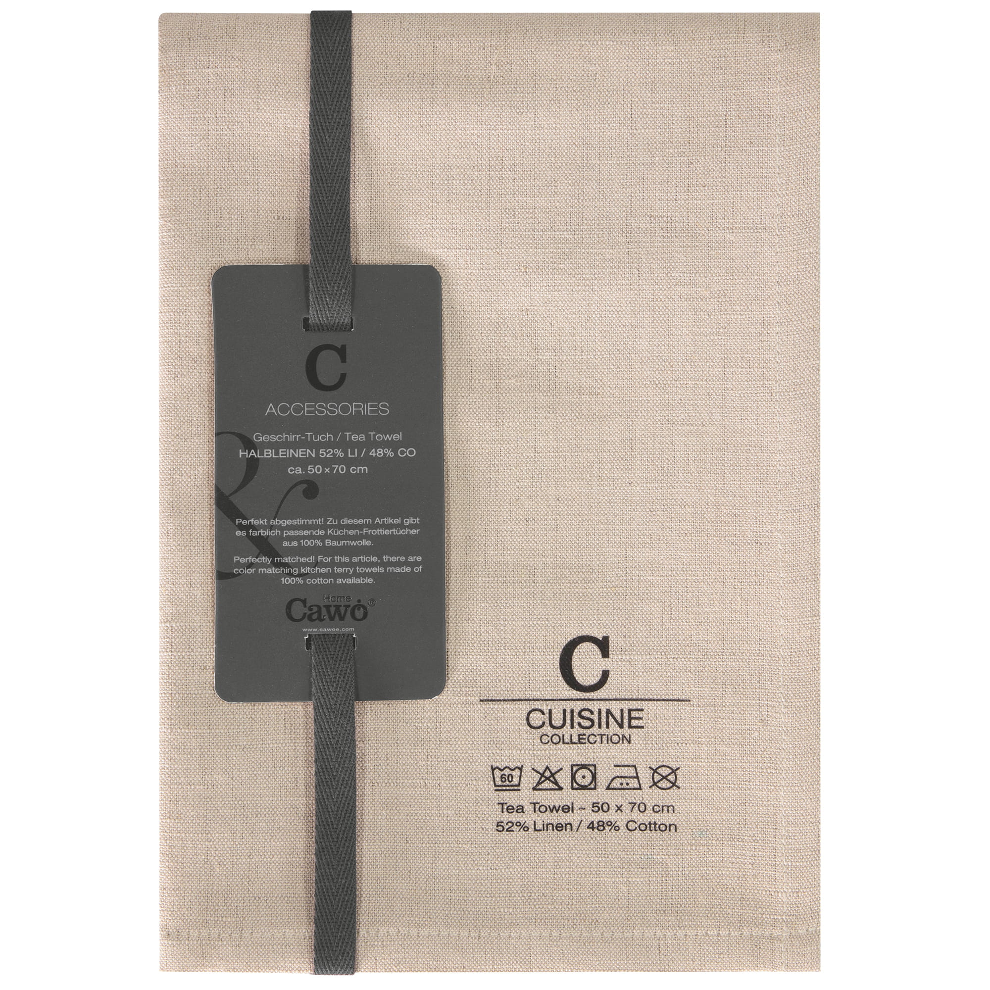 Cawö Home Geschirrtücher Cuisine Nature Uni 531 leinen - 30 - 50x70 cm