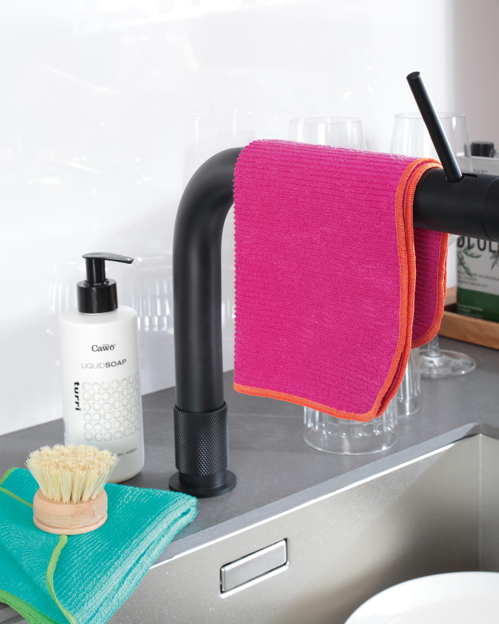 Cawö Spültücher Trio 550 3er Set pink/türkis - 21 - 30x30 cm