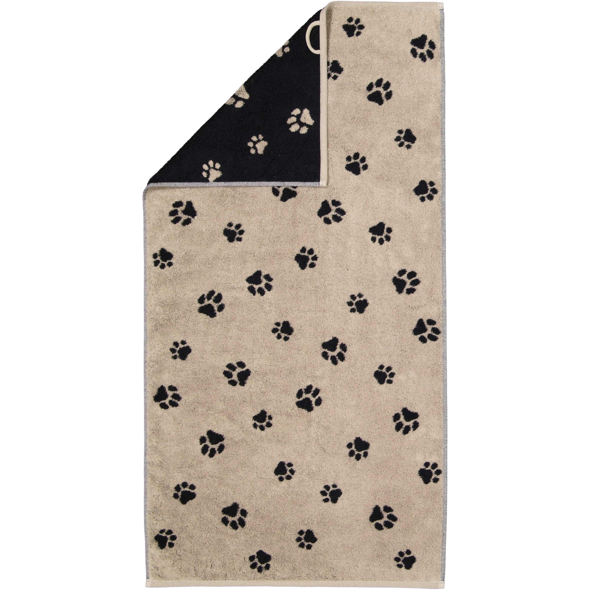 Cawö Handtücher WE LOVE DOGS Paws 6247 Schwarz-Beige - 93 - Handtuch 50x100 cm