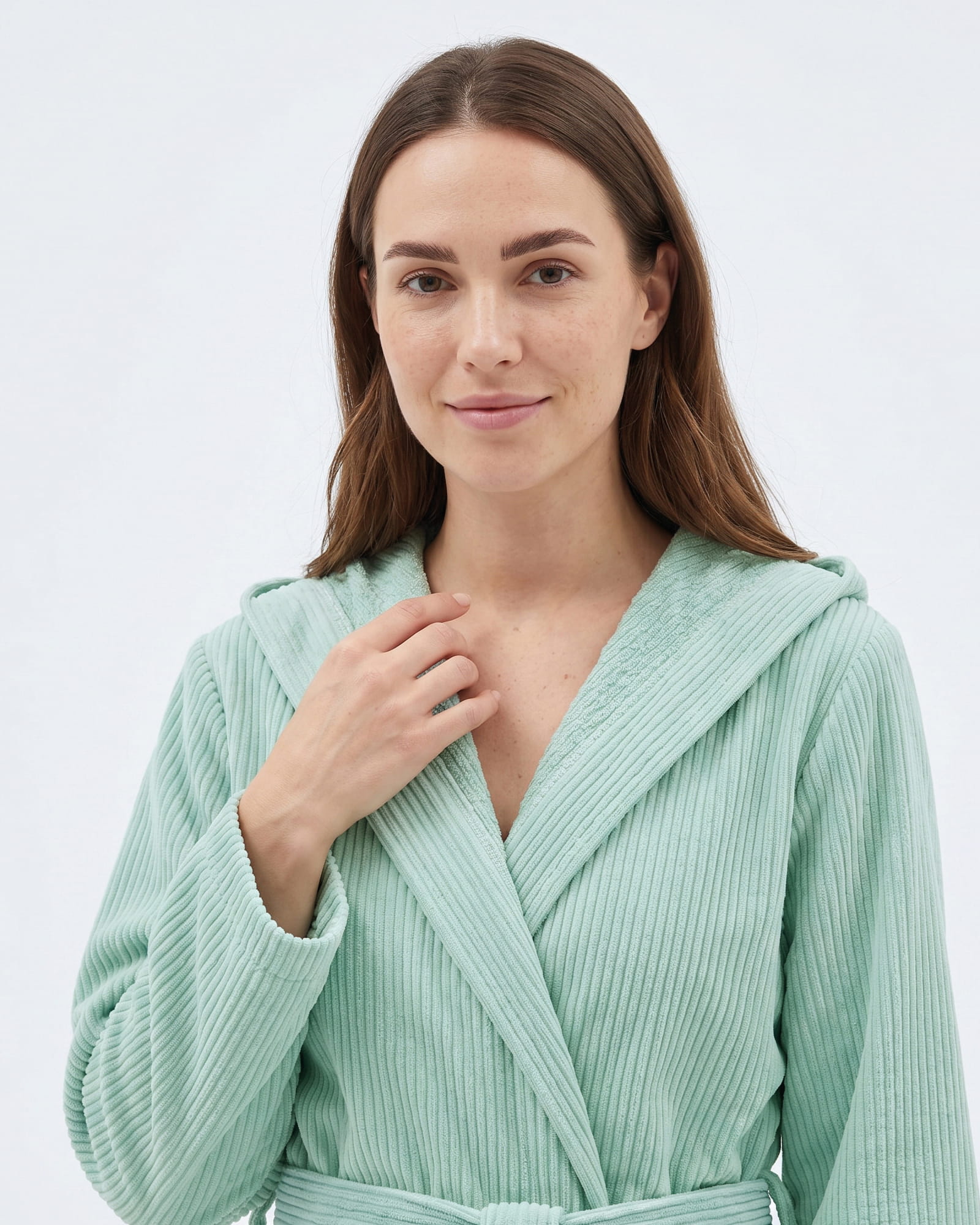 Cawö Bademäntel Damen Kapuze Cord-Optik 6140 mint - 414