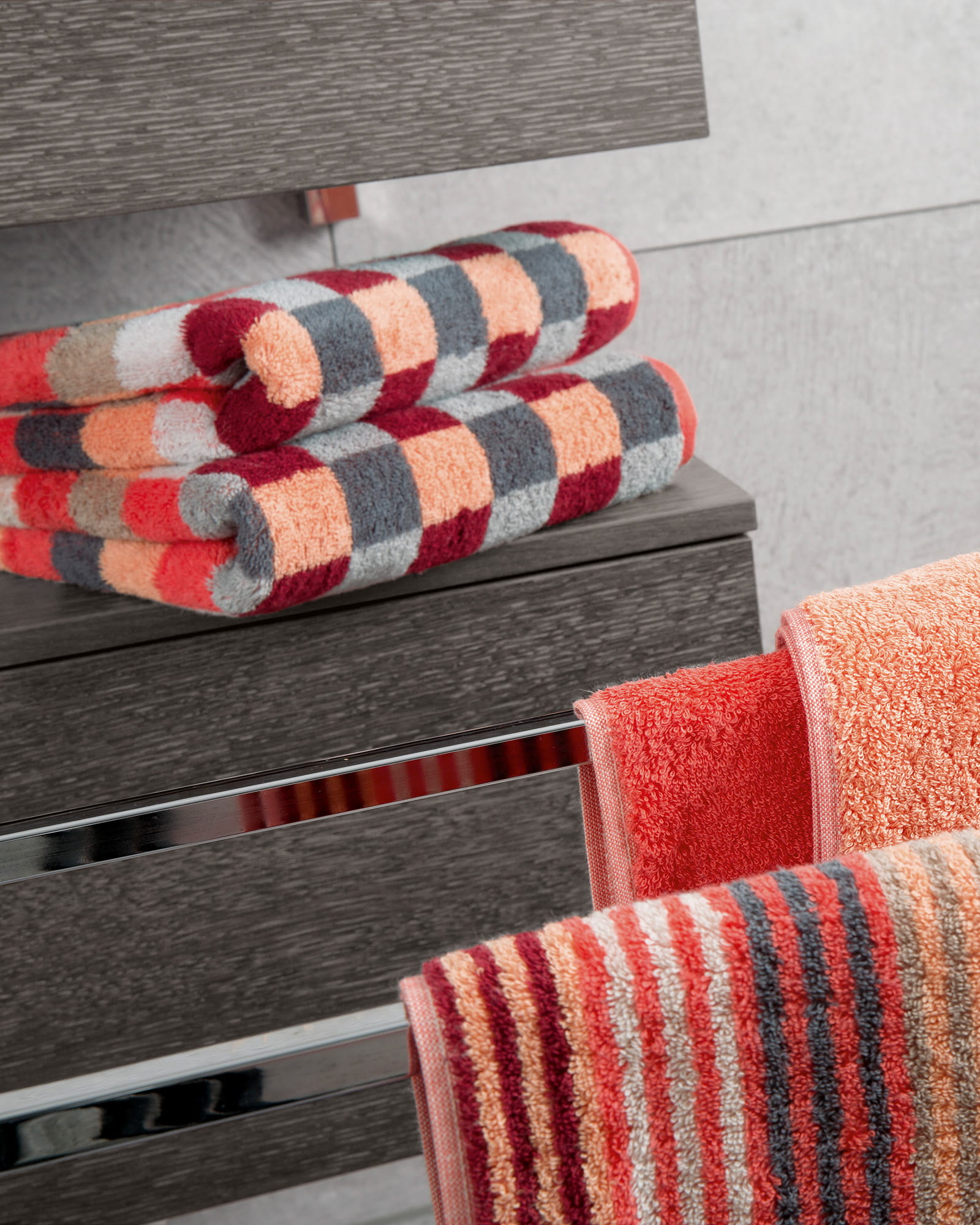 Cawö - Unique Streifen 944 - Farbe: koralle - 22 - Handtuch 50x100 cm