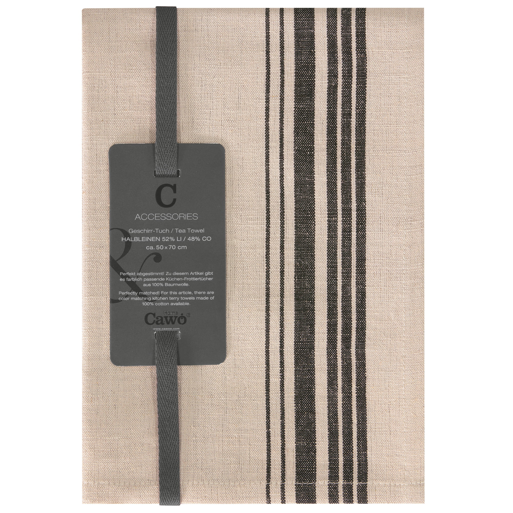Cawö Home Geschirrtücher Cuisine Nature Akzent 533 leinen - 30 - 50x70 cm
