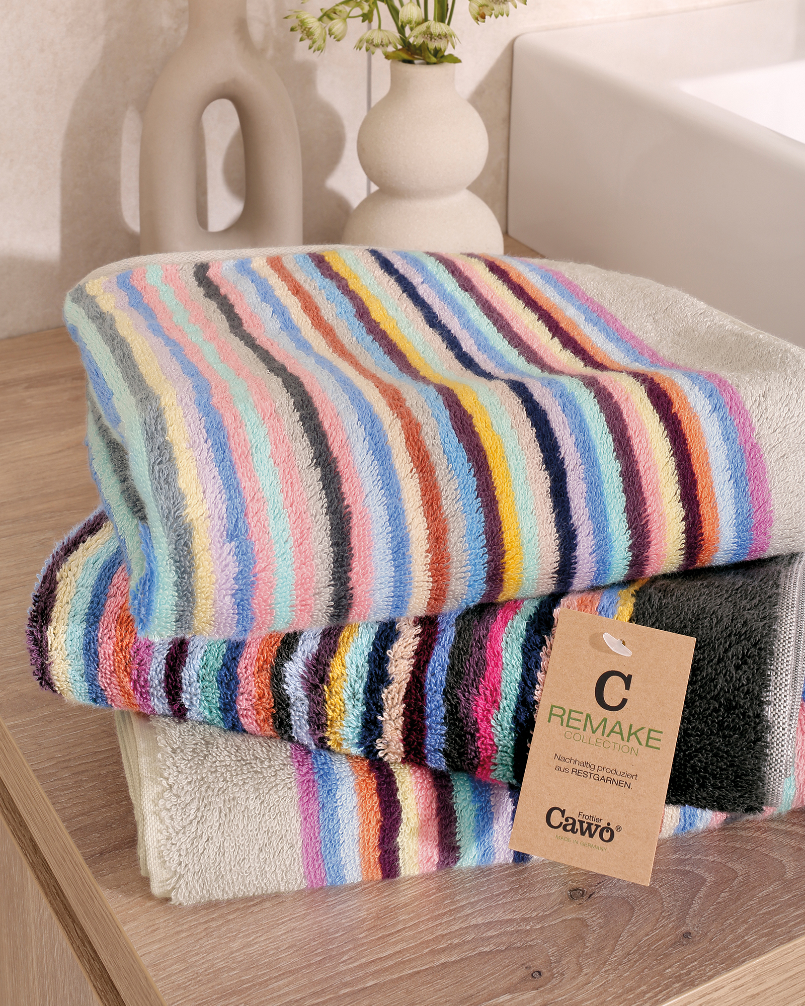 Cawö Handtücher Remake Streifen 2022 platin-multicolor - 19