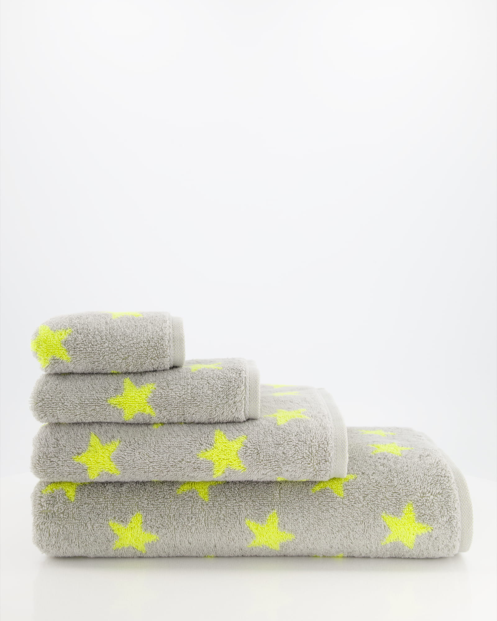 Cawö Handtücher NEW STARS Sterne klein 6261 platin/lime - 75 - Waschhandschuh 16x22 cm